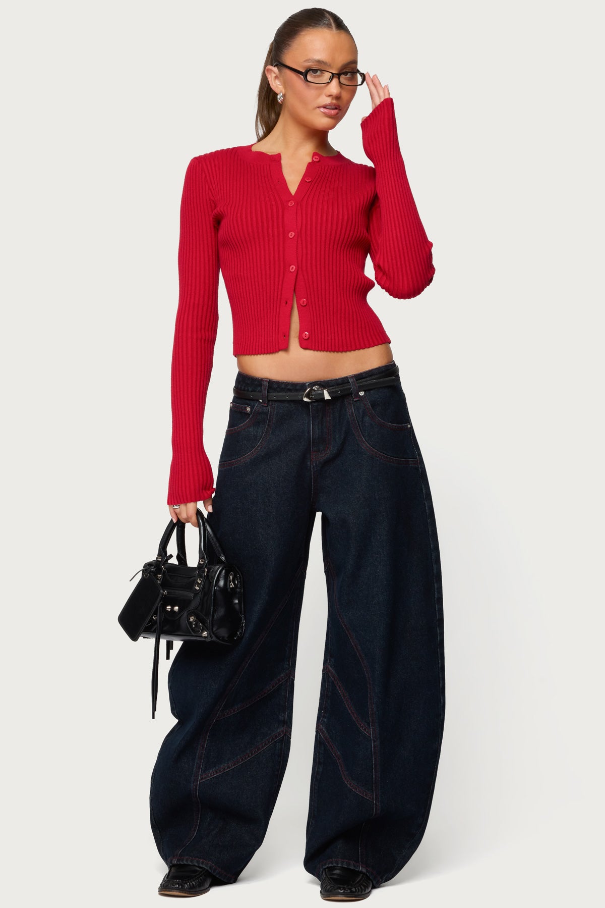 Double Pocket Low Rise Barrel Leg Jeans-Milans Time