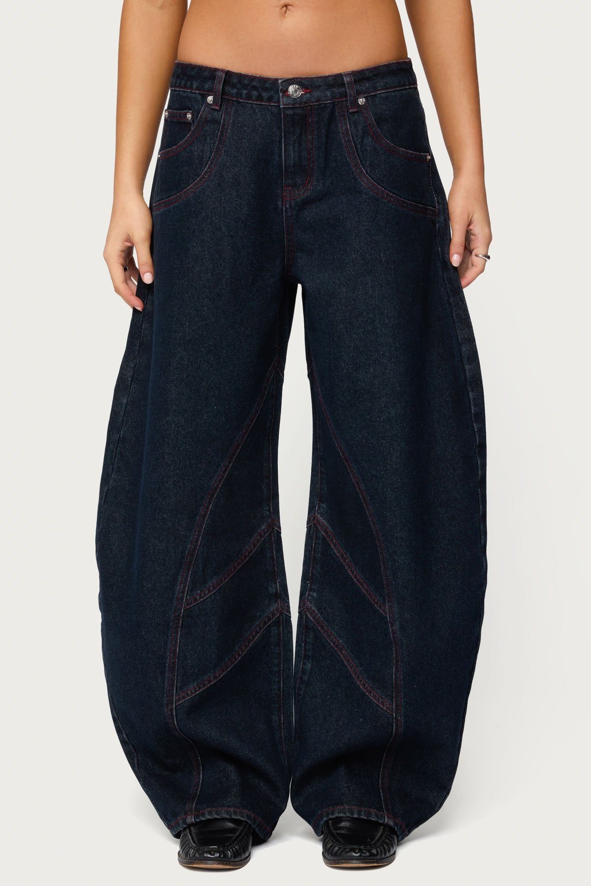 Double Pocket Low Rise Barrel Leg Jeans-Milans Time