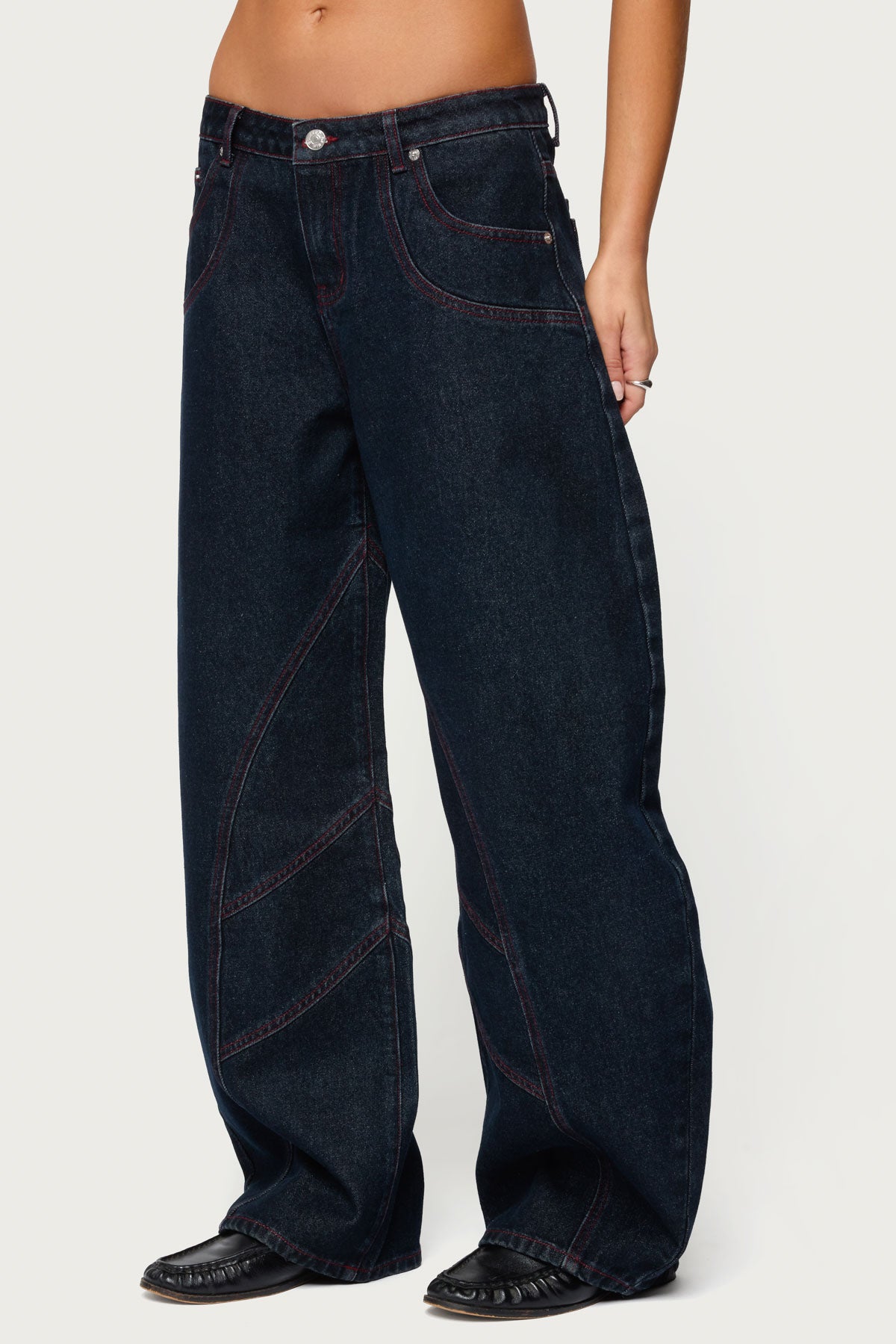 Double Pocket Low Rise Barrel Leg Jeans-Milans Time
