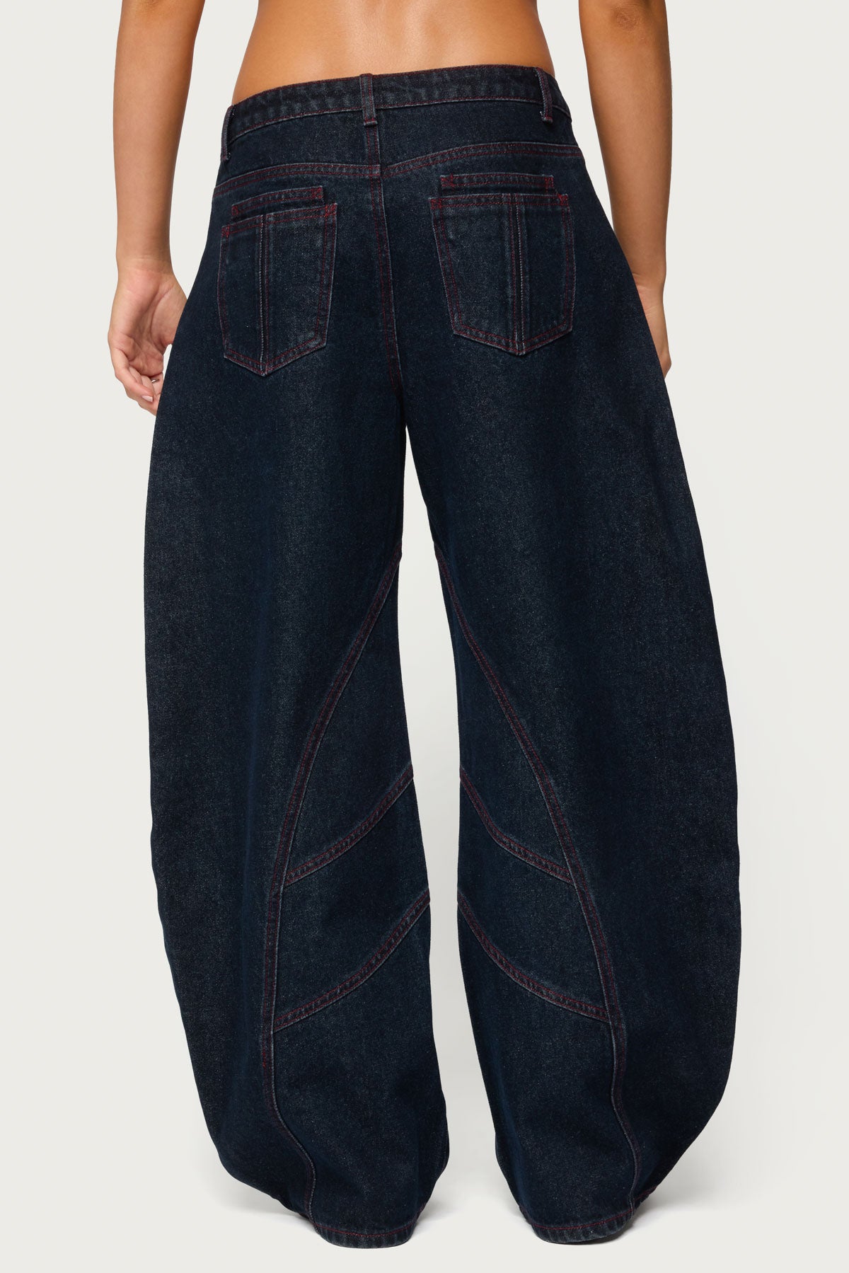 Double Pocket Low Rise Barrel Leg Jeans-Milans Time