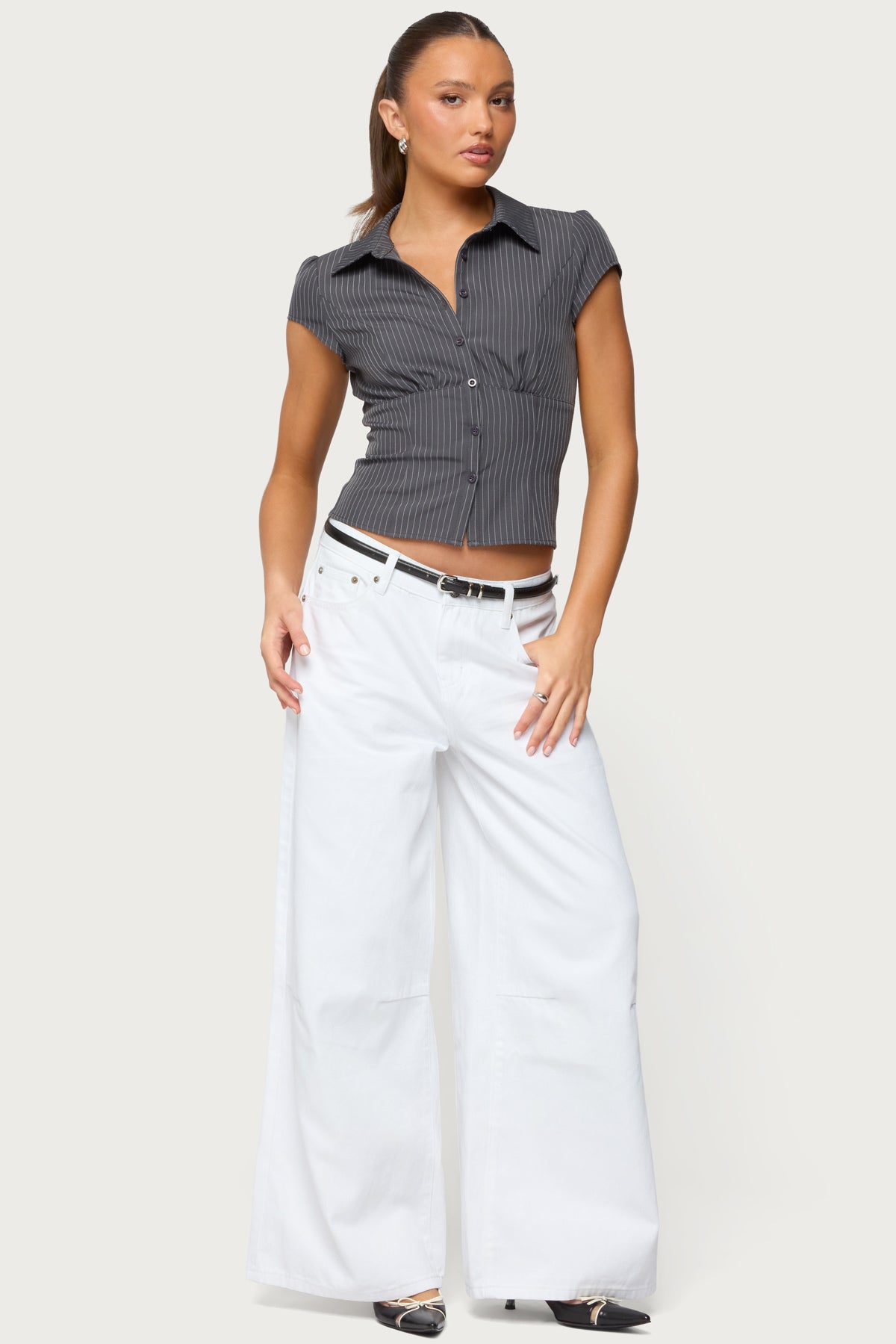 Juney Pinstripe Tailored Button Up Shirt-Milans Time