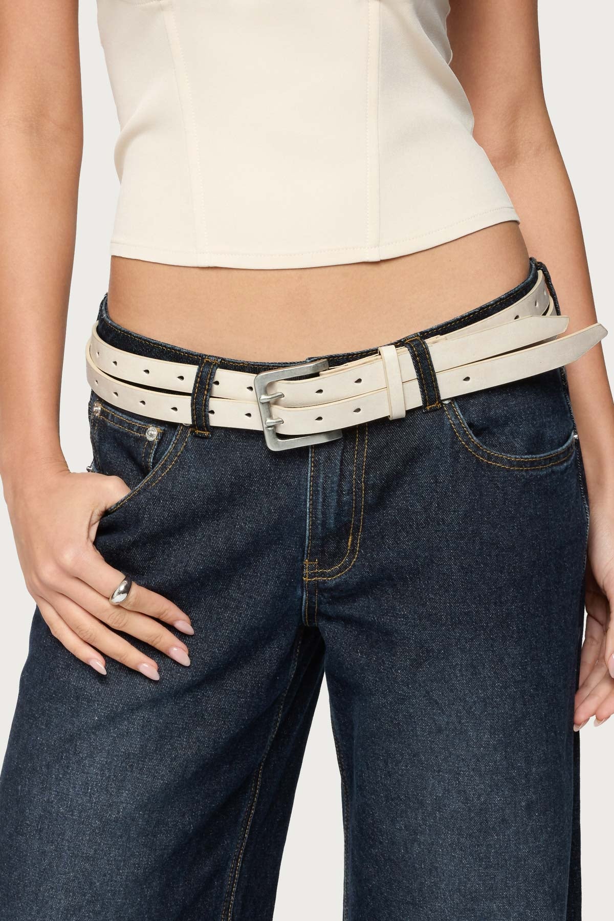 Double Look Faux Leather Belt-Milans Time