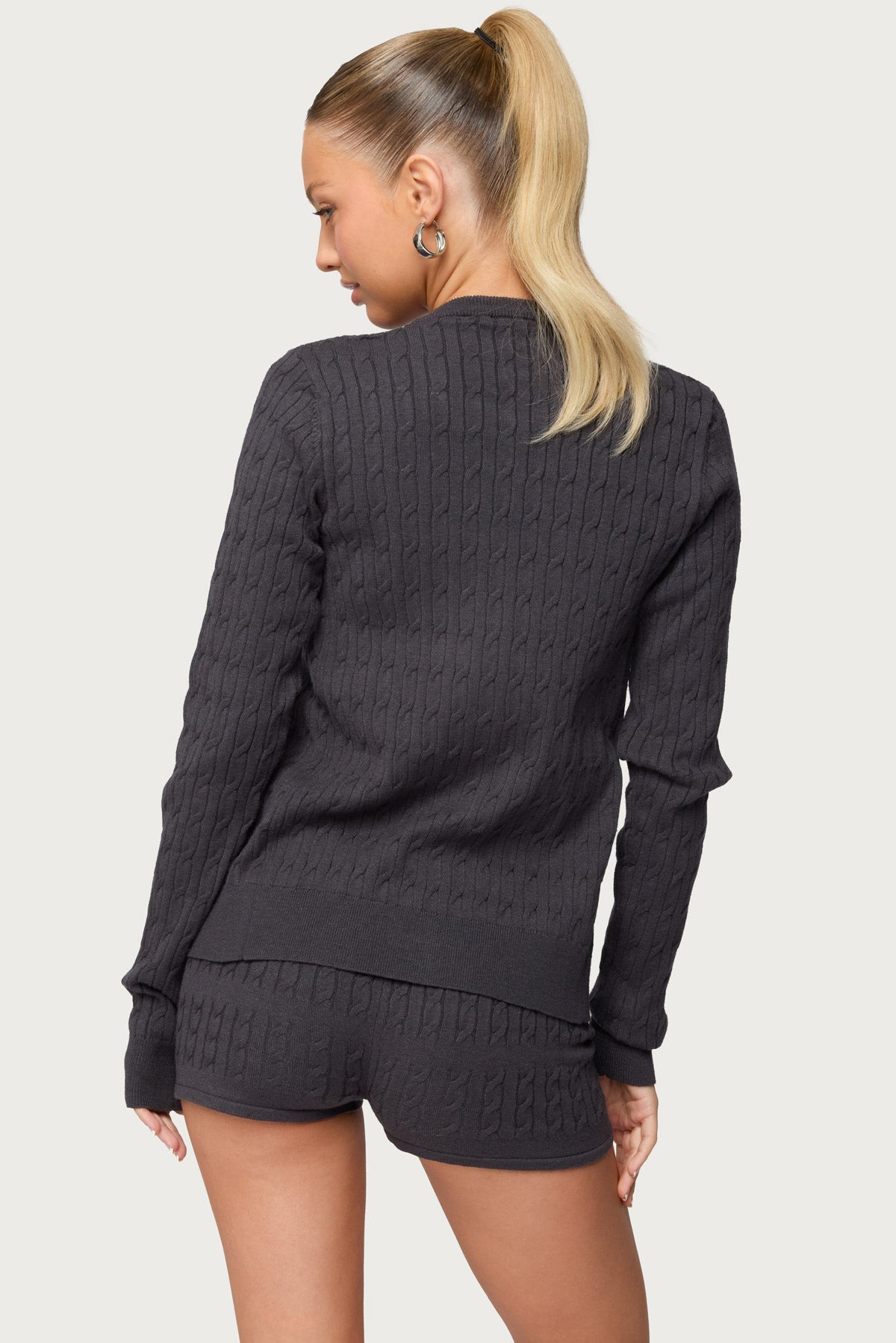 Nella Cable Knit Button Up Cardigan-Milans Time
