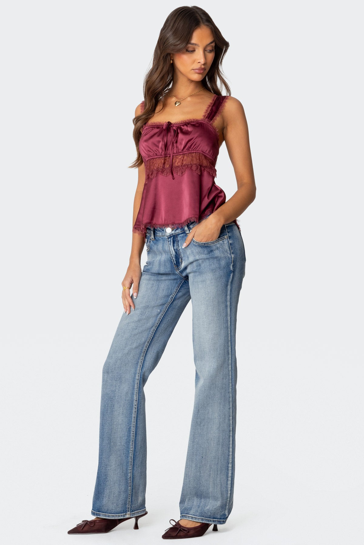 Loryn Lacey Satin Effect Top-Milans Time