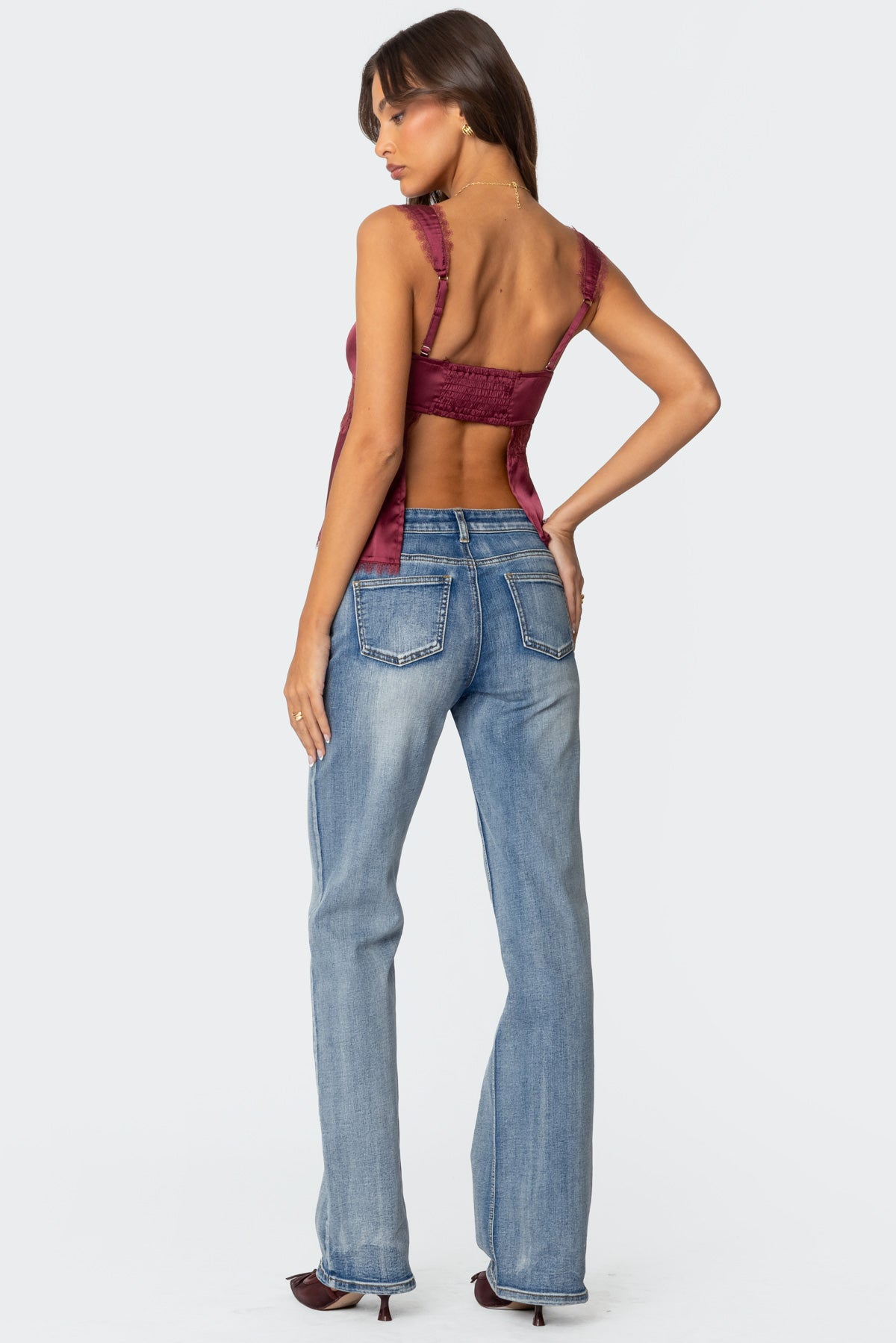 Loryn Lacey Satin Effect Top-Milans Time