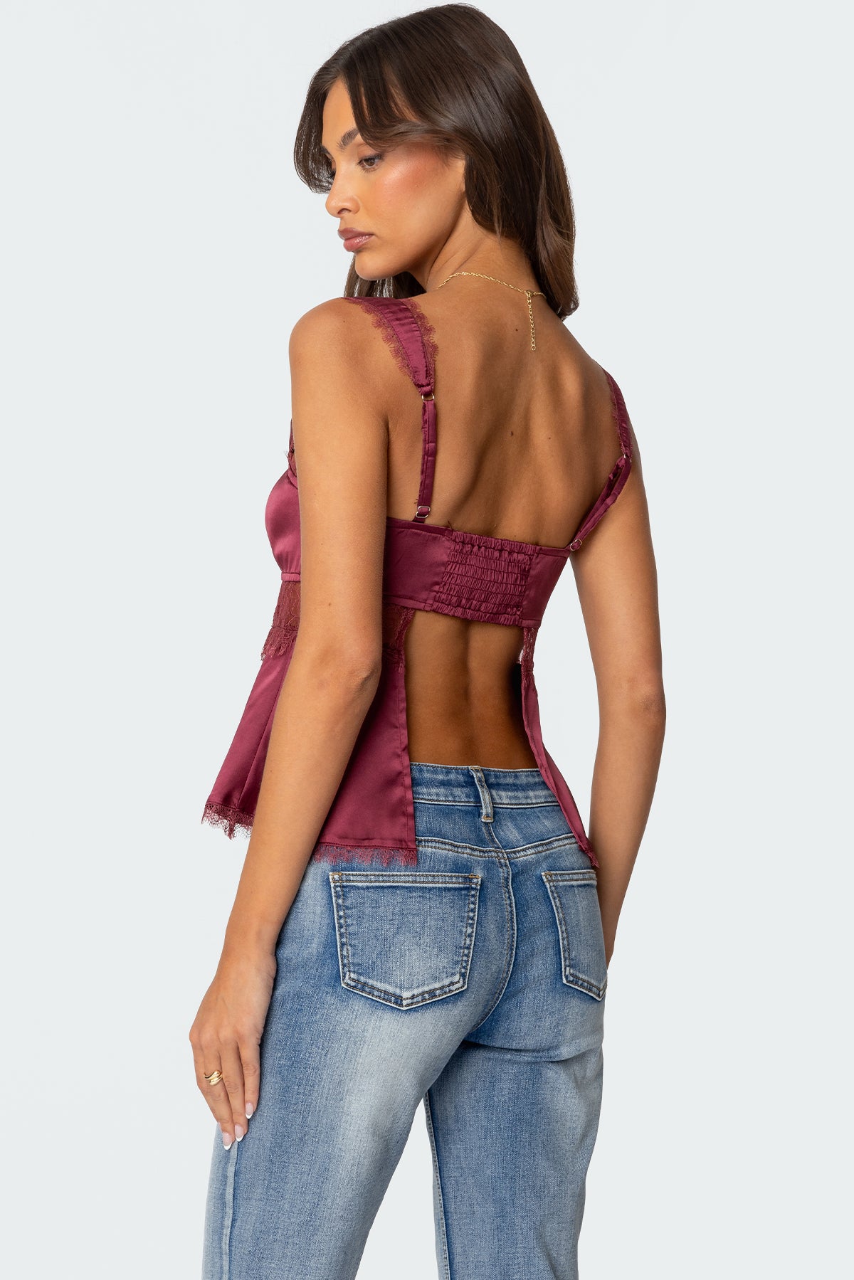 Loryn Lacey Satin Effect Top-Milans Time