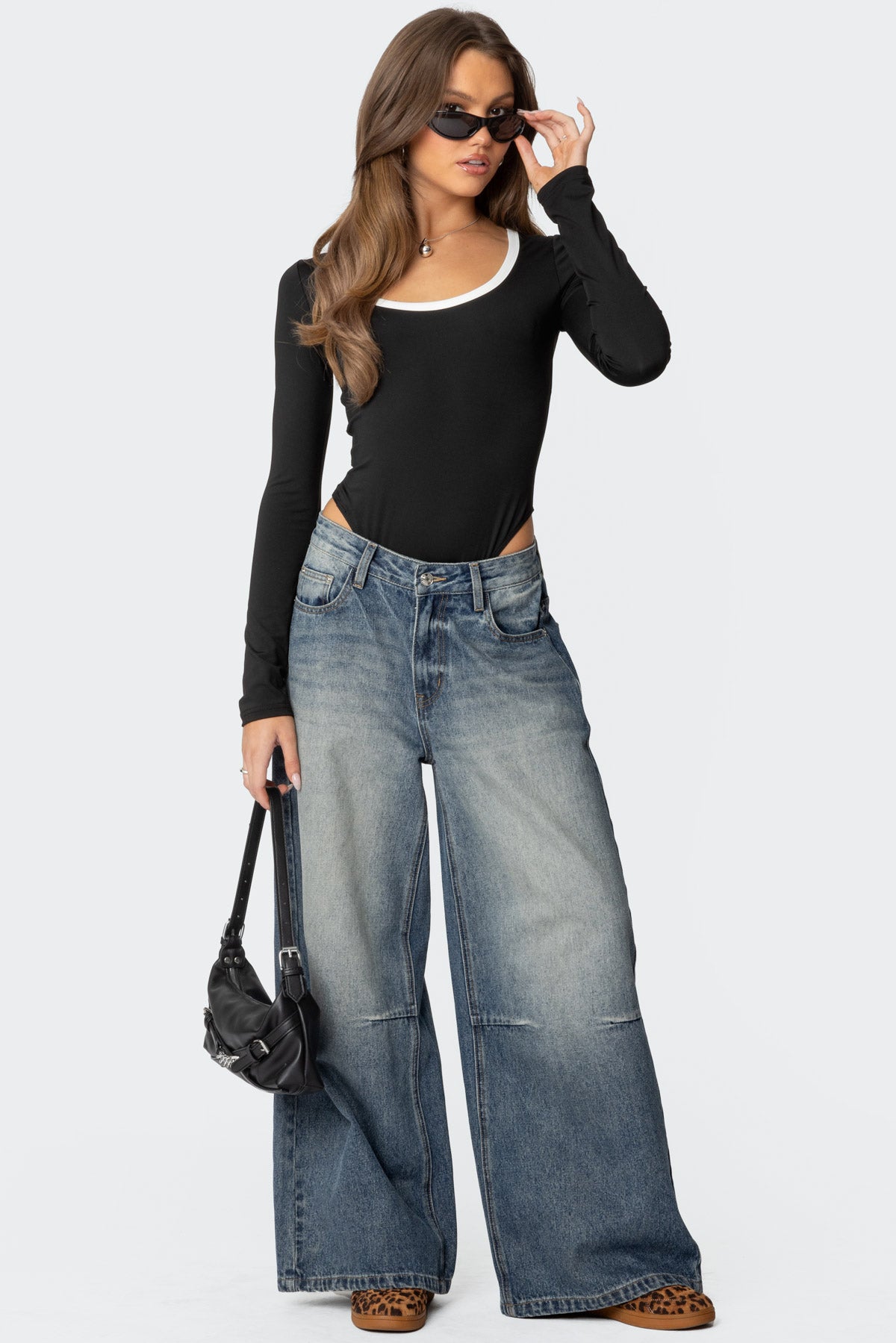 Contrast Scoop Neck Bodysuit-Milans Time