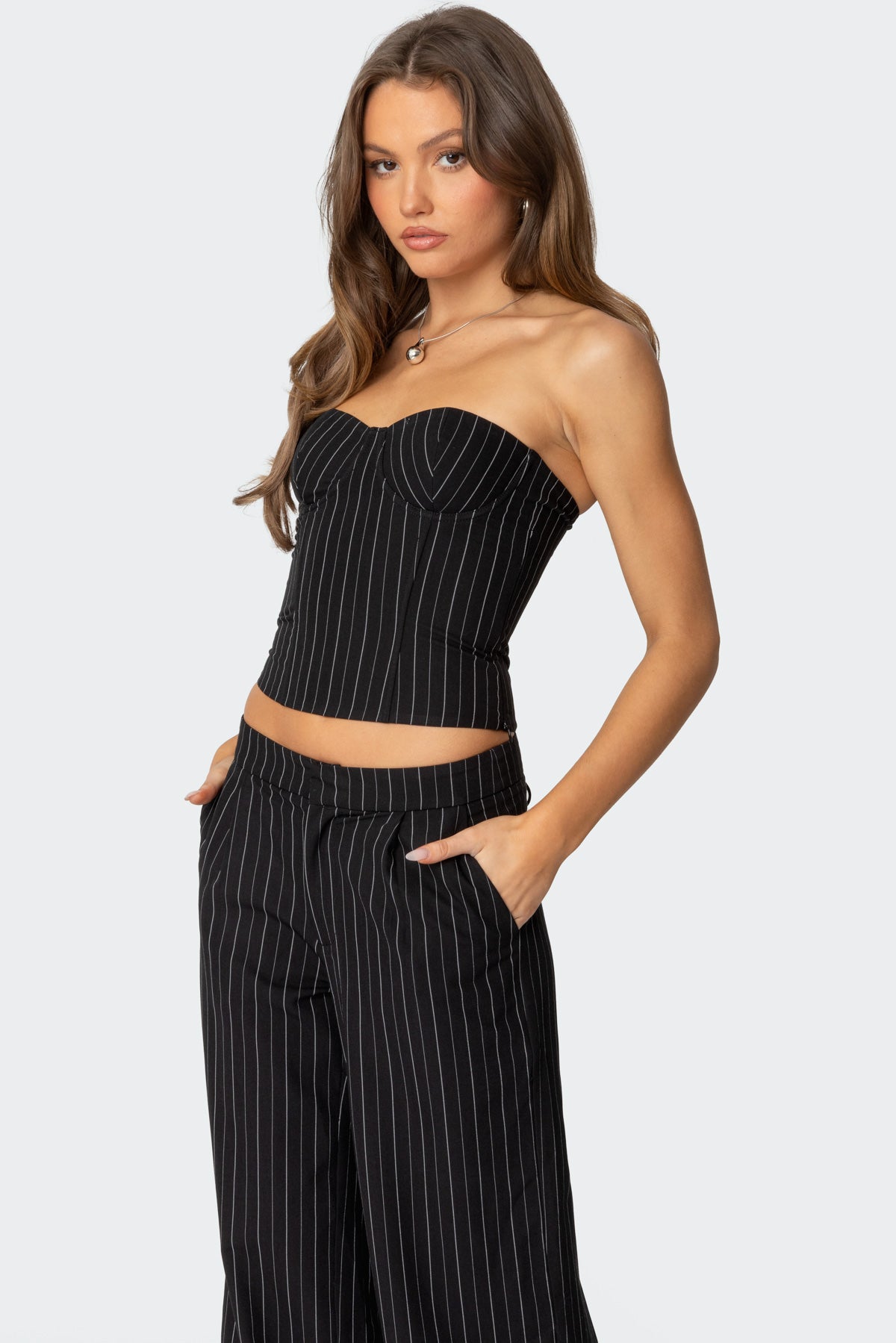 Aliza Strapless Pinstripe Corset-Milans Time