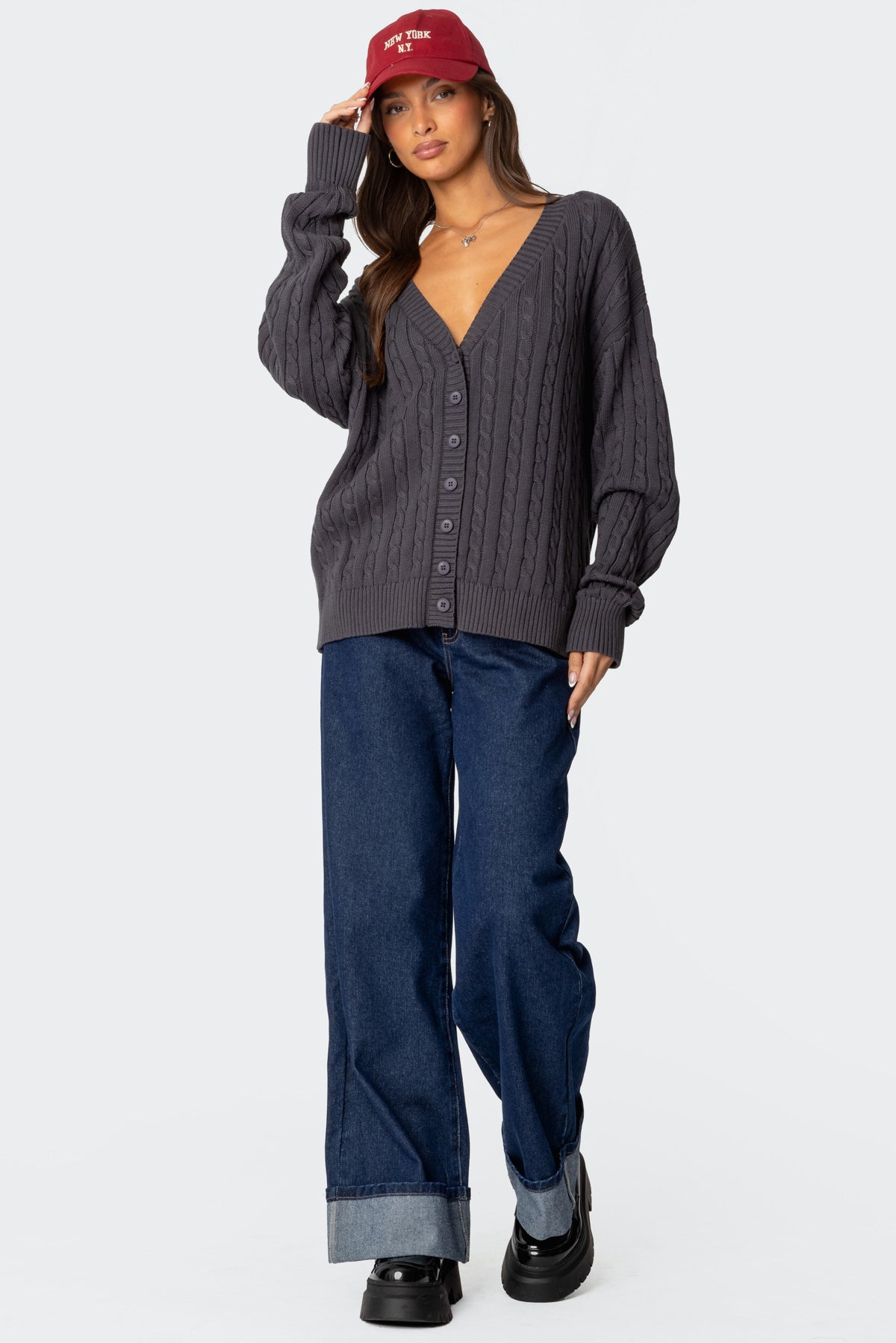Francine Oversized V Neck Cardigan-Milans Time