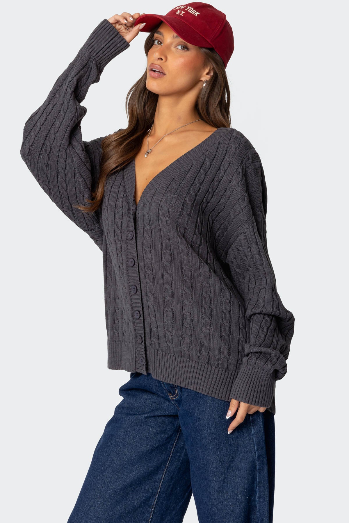 Francine Oversized V Neck Cardigan-Milans Time