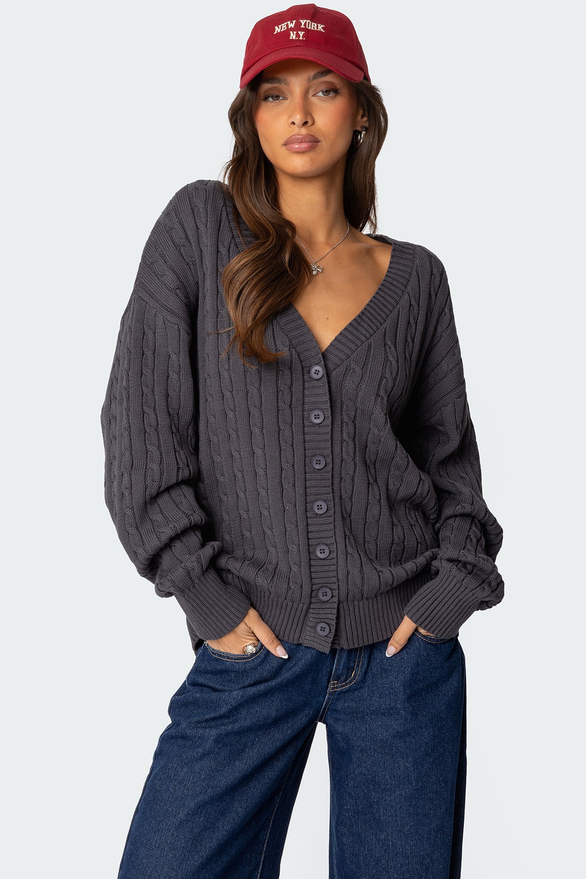 Francine Oversized V Neck Cardigan-Milans Time