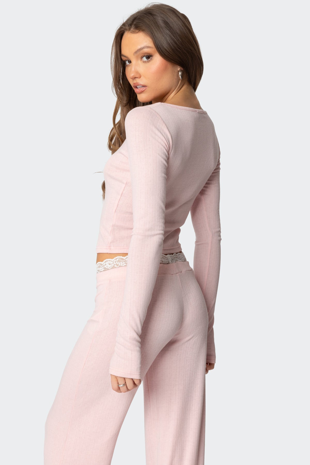 Peekaboo Lace Long Sleeve Top-Milans Time