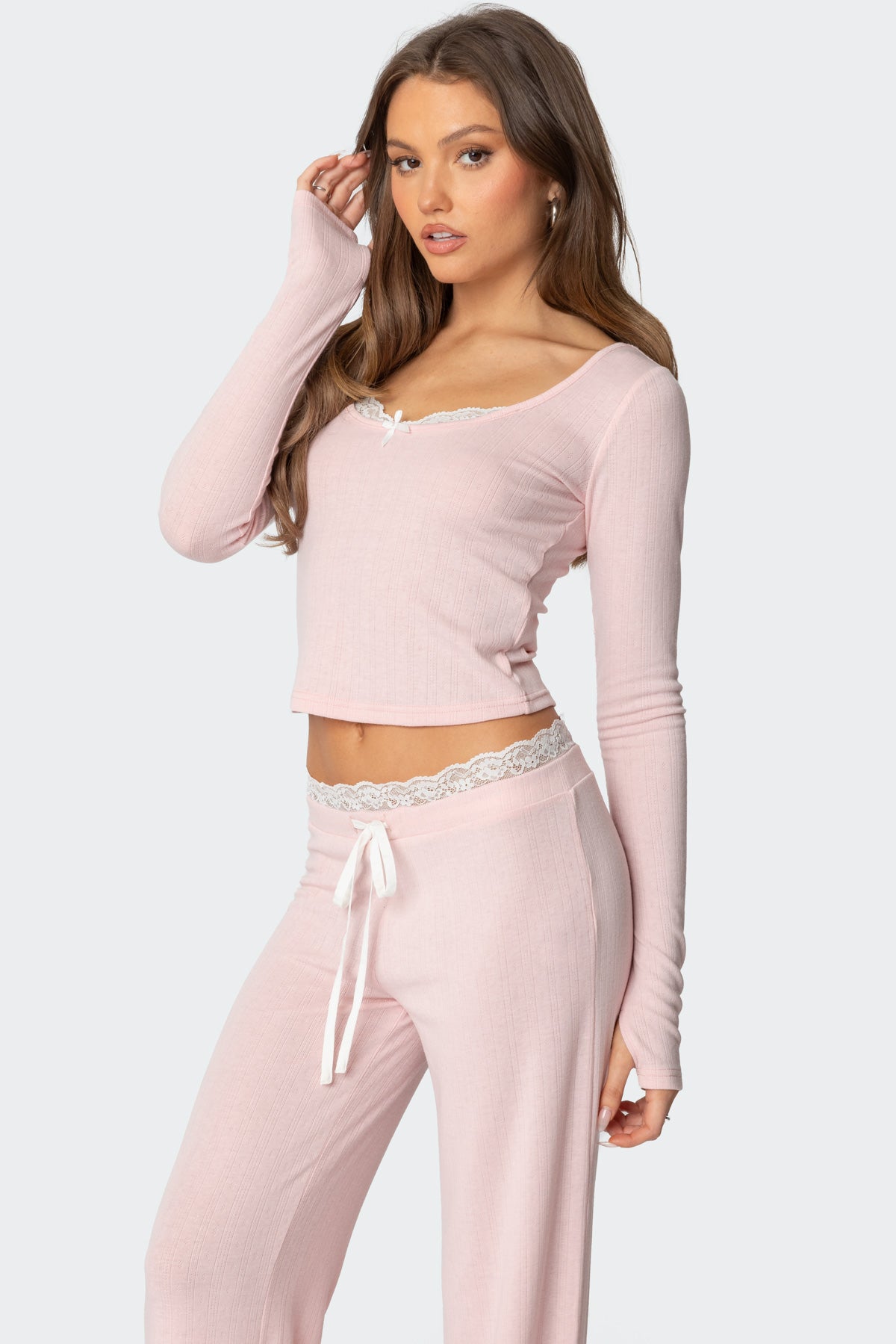 Peekaboo Lace Long Sleeve Top-Milans Time