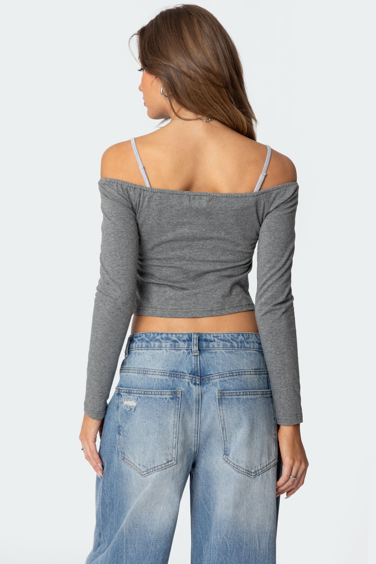 Off Shoulder Layered Long Sleeve T Shirt-Milans Time