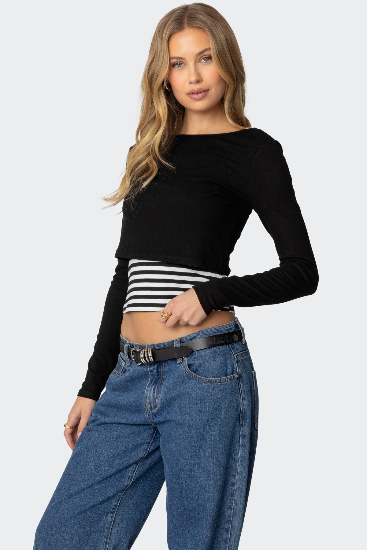 Shania Layered Striped Top-Milans Time