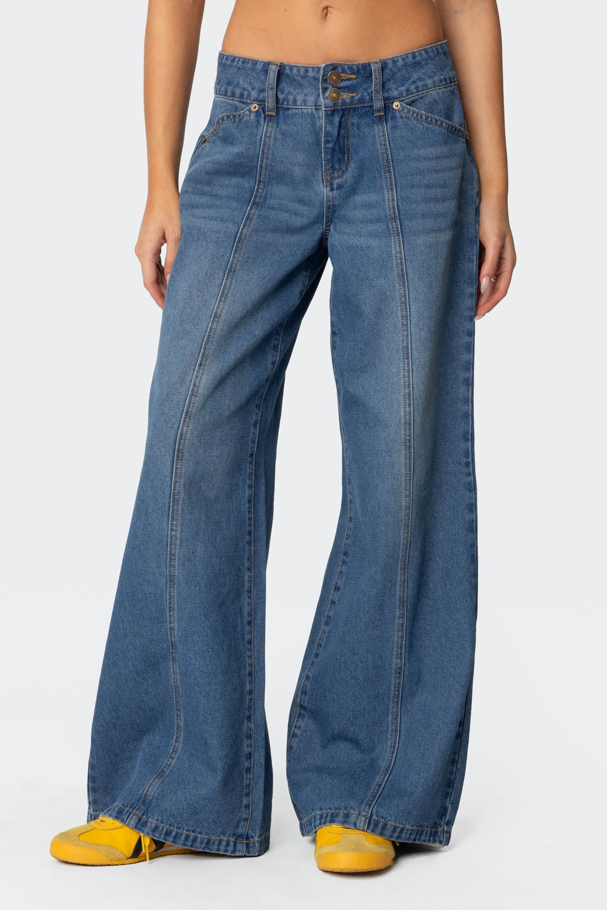 Charlie Panel Stitch Low Rise Bootcut Jeans-Milans Time