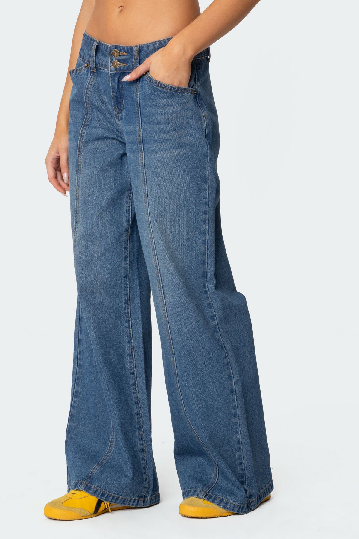 Charlie Panel Stitch Low Rise Bootcut Jeans-Milans Time