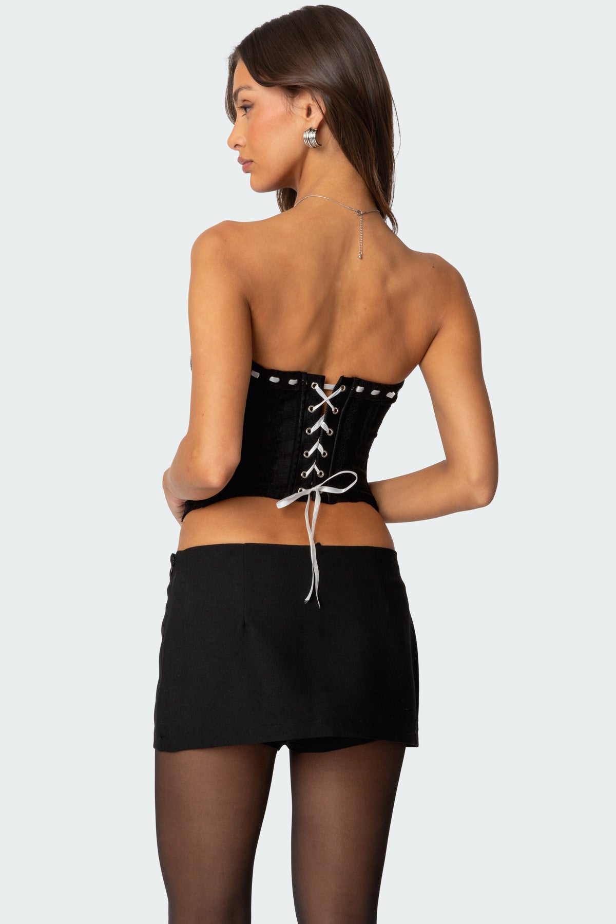 Mist Lacey Ribbon Corset-Milans Time