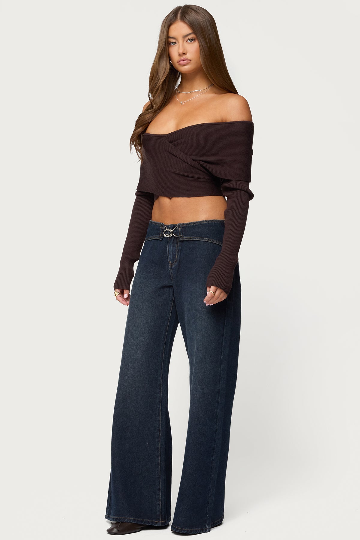 Briah Belted Low Rise Wide Leg Jeans-Milans Time