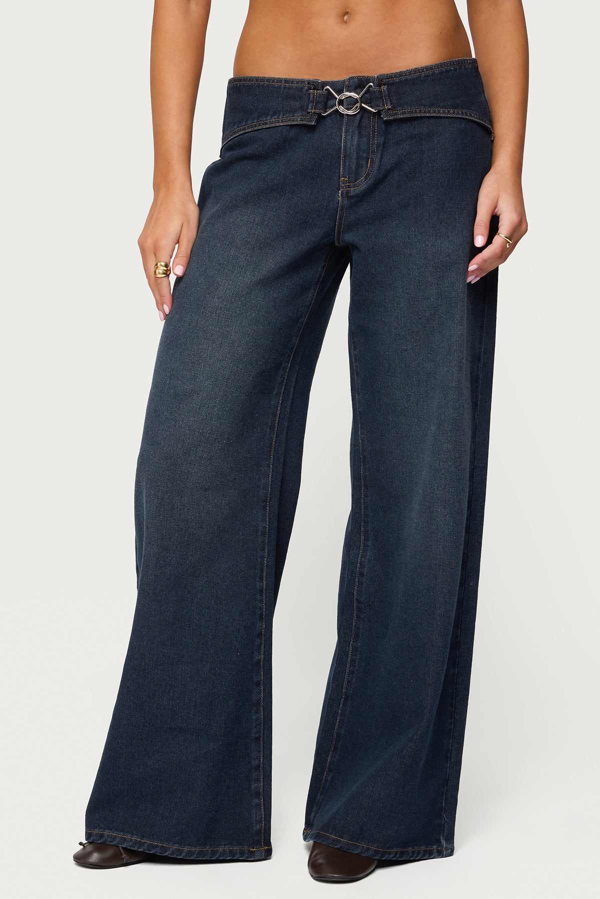 Briah Belted Low Rise Wide Leg Jeans-Milans Time