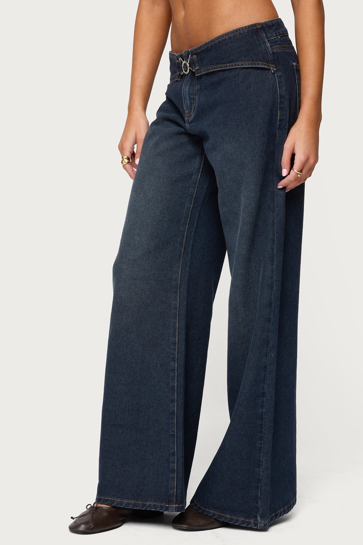 Briah Belted Low Rise Wide Leg Jeans-Milans Time