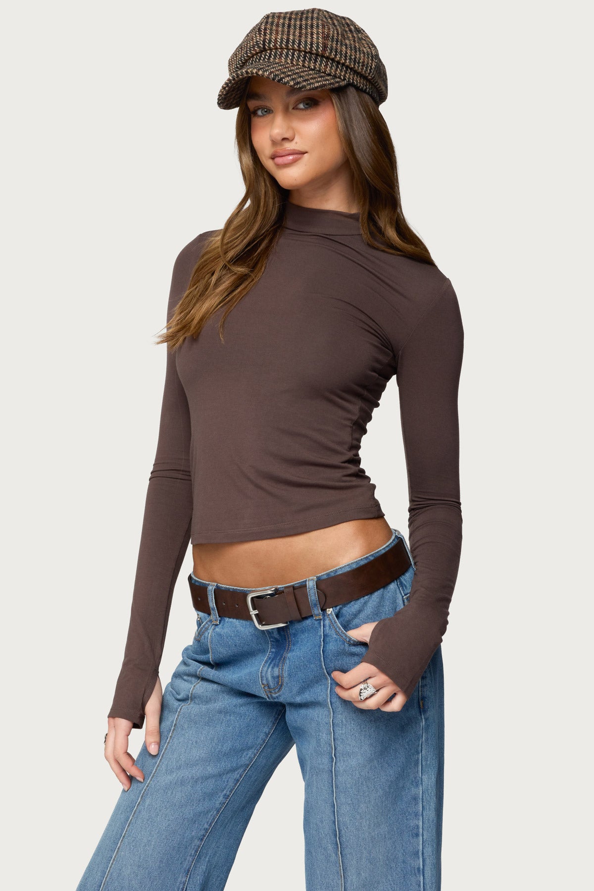 Binta Mock Neck Long Sleeve Top-Milans Time