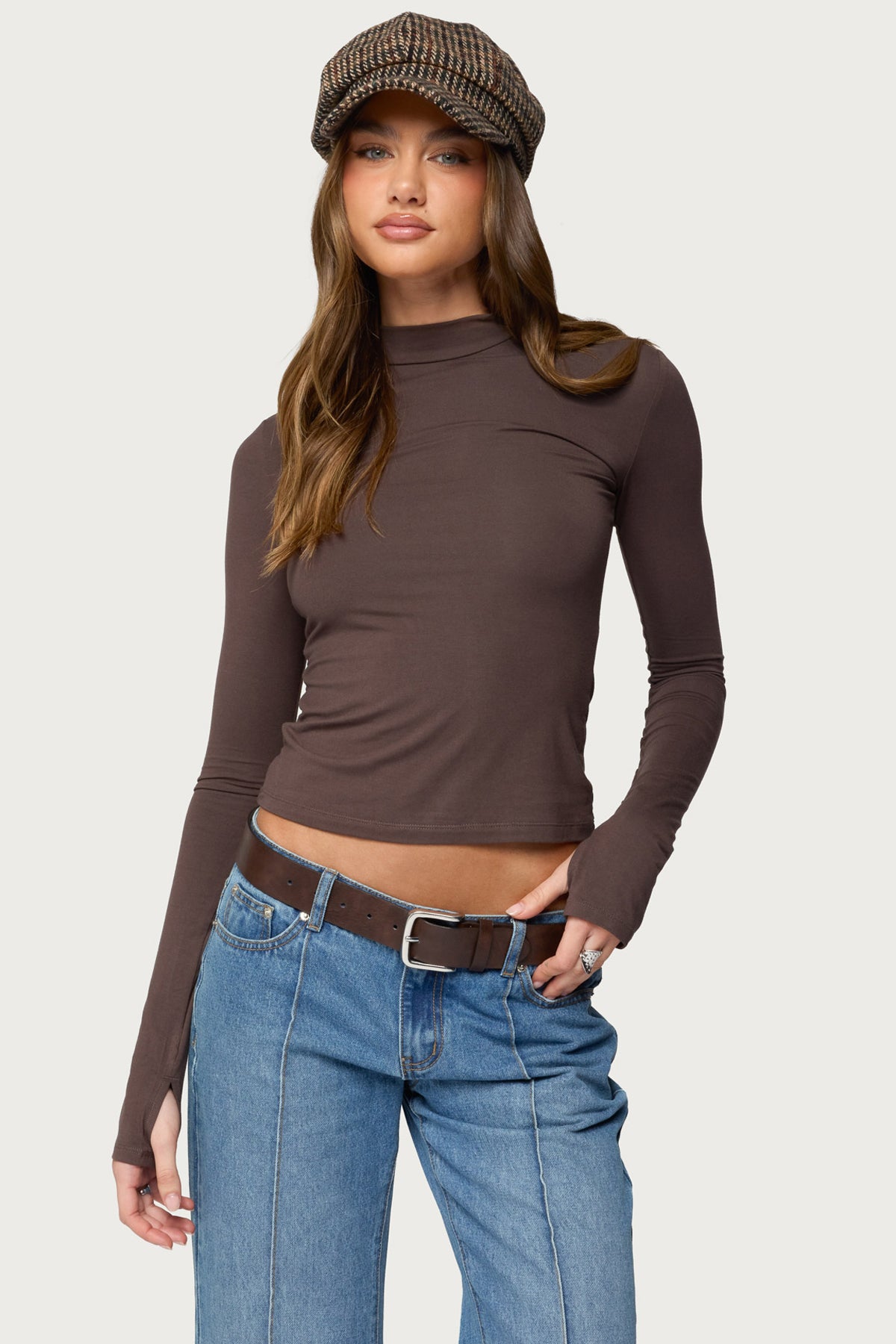 Binta Mock Neck Long Sleeve Top-Milans Time