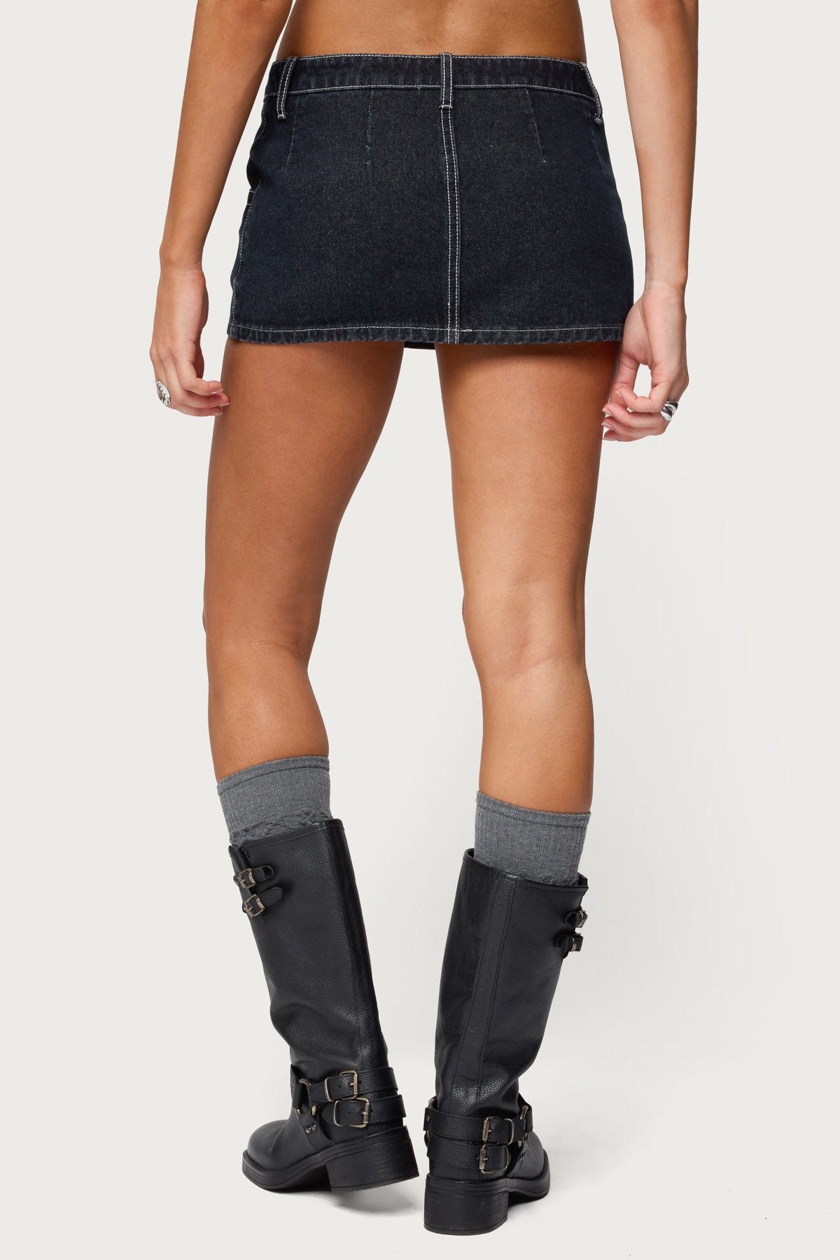 Jakari Contrast Stitch Denim Mini Skort-Milans Time