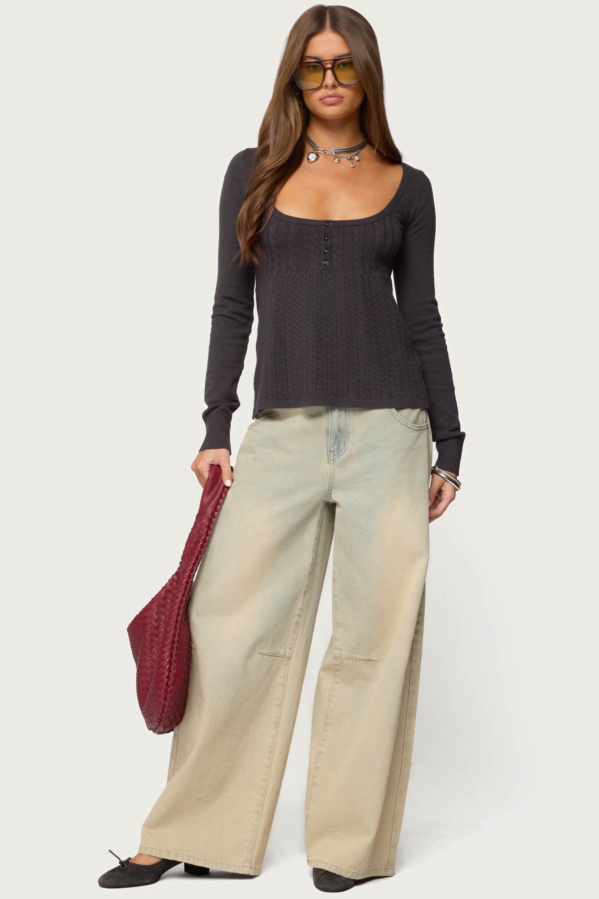 Jaylah Cable Knit Babydoll Top-Milans Time