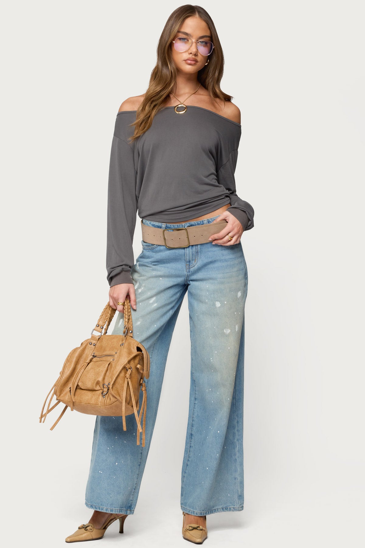 Nannie Off Shoulder Oversized Top-Milans Time