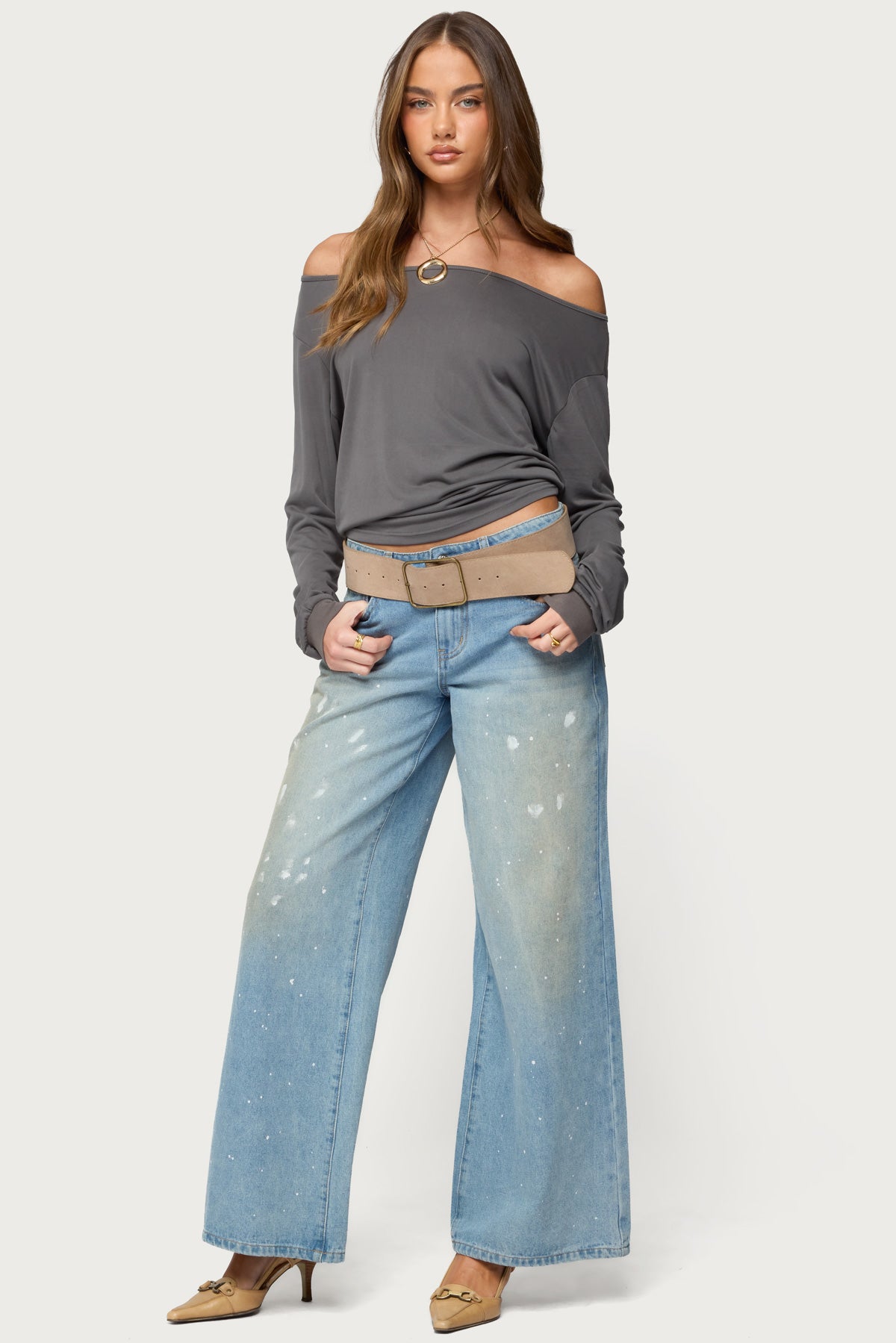 Nannie Off Shoulder Oversized Top-Milans Time