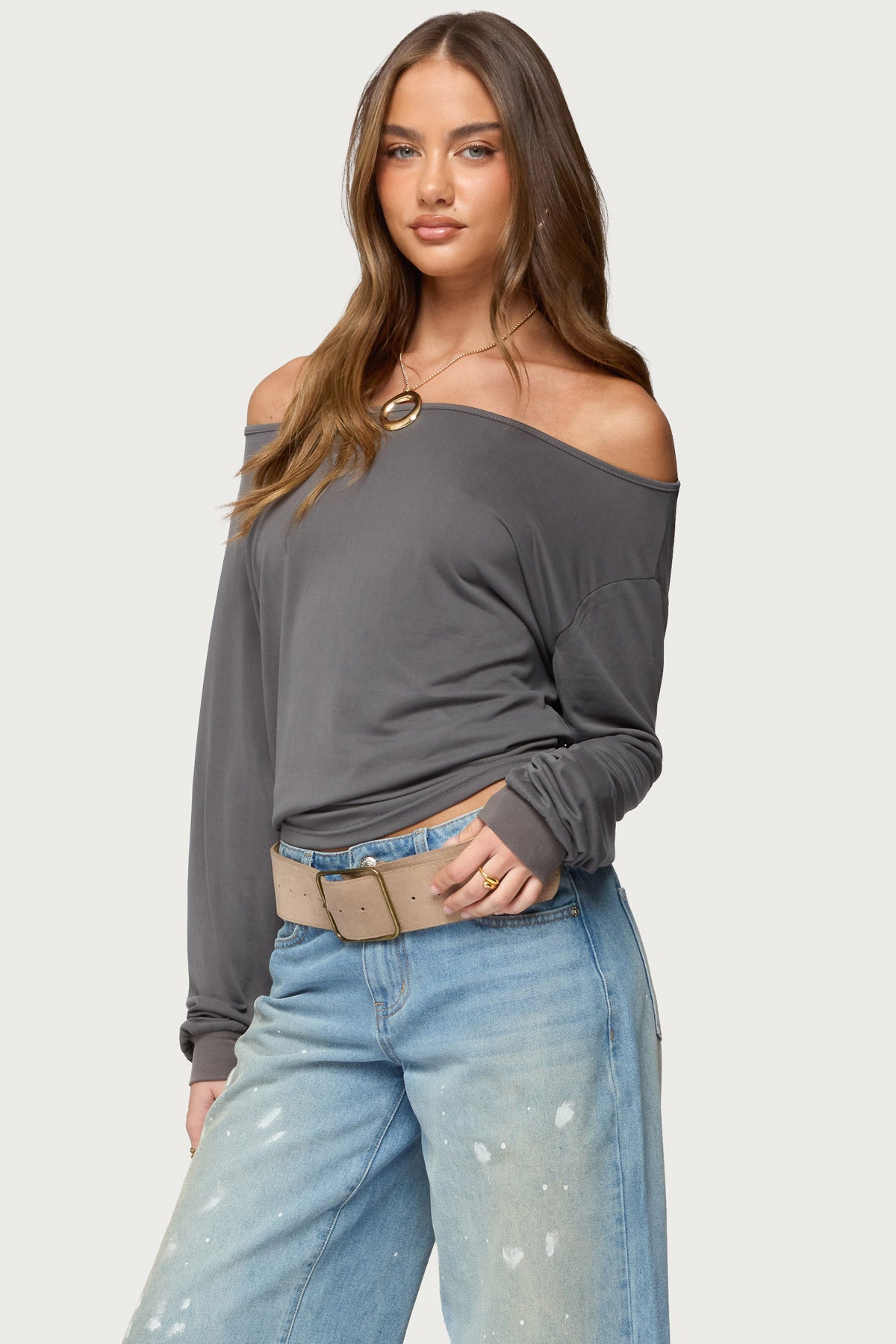 Nannie Off Shoulder Oversized Top-Milans Time