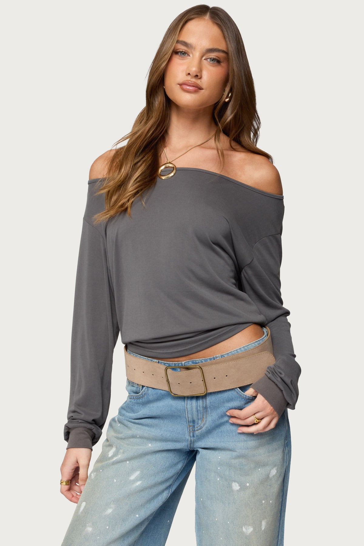Nannie Off Shoulder Oversized Top-Milans Time