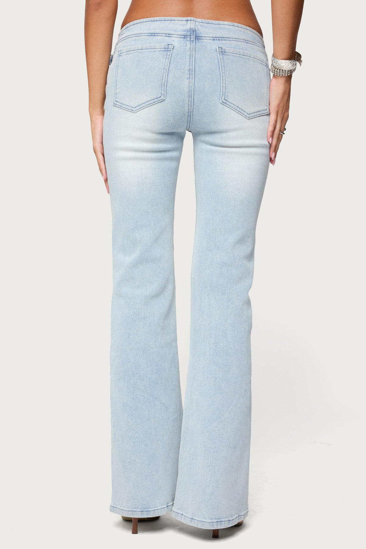 Kenza Belted Low Rise Flared Jeans-Milans Time