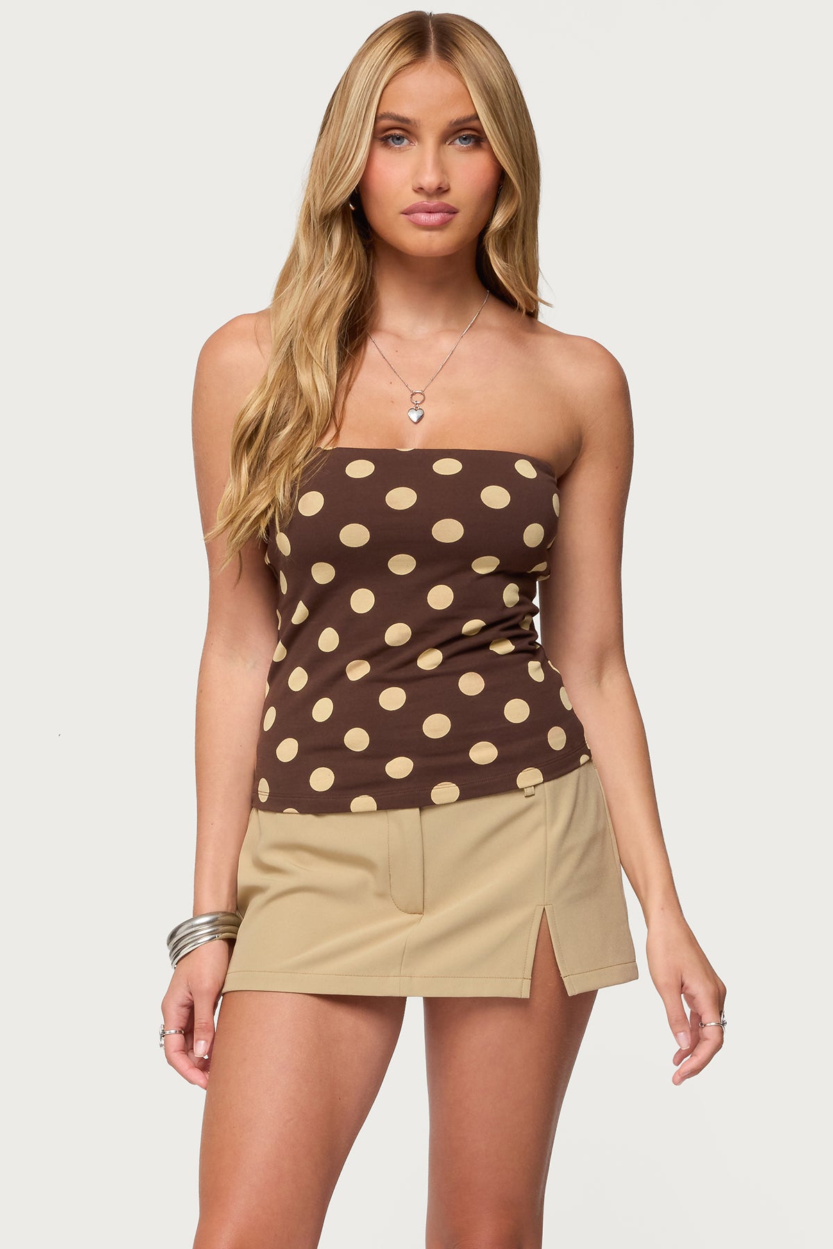 Polka Dot Built In Bra Tube Top-Milans Time