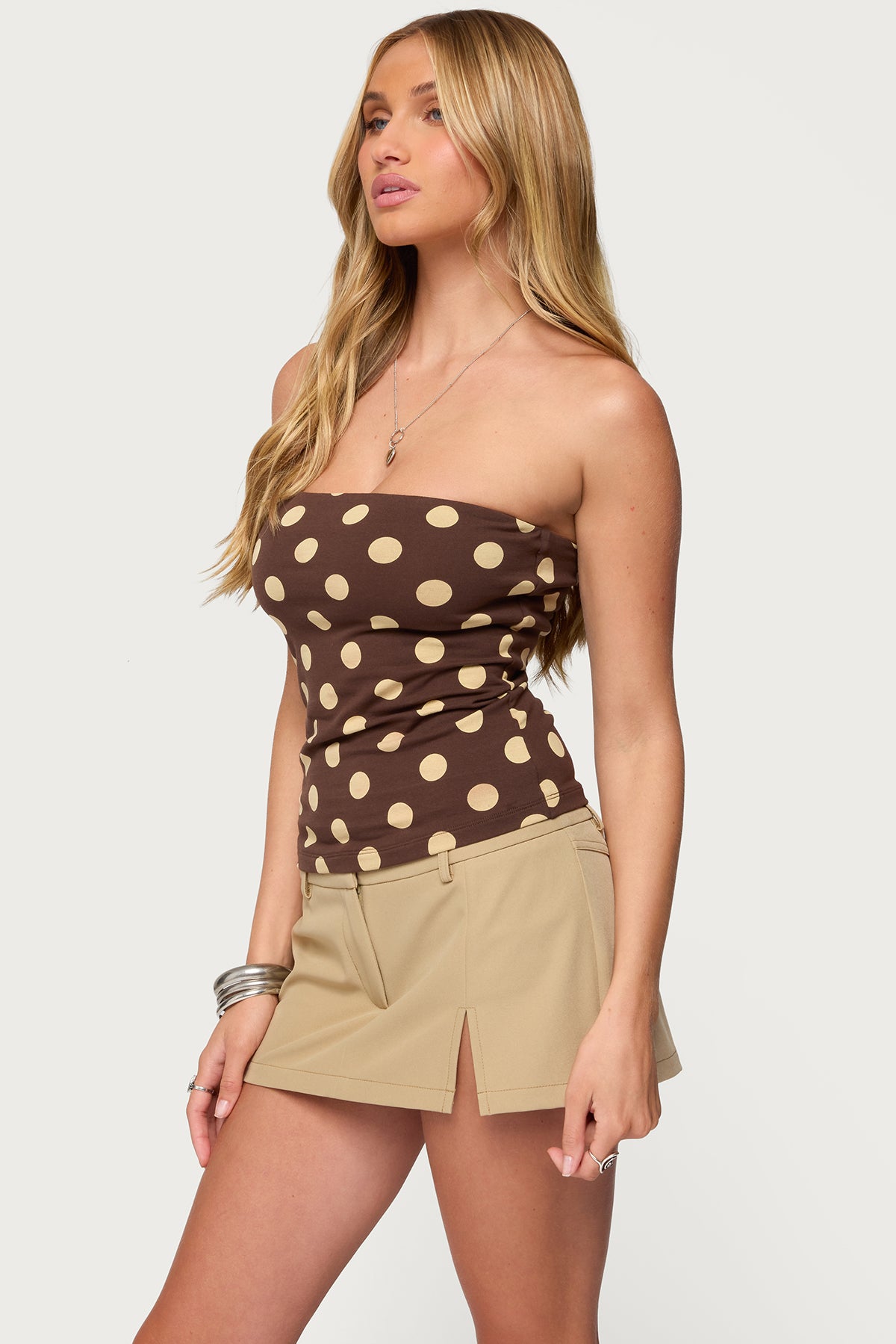 Polka Dot Built In Bra Tube Top-Milans Time