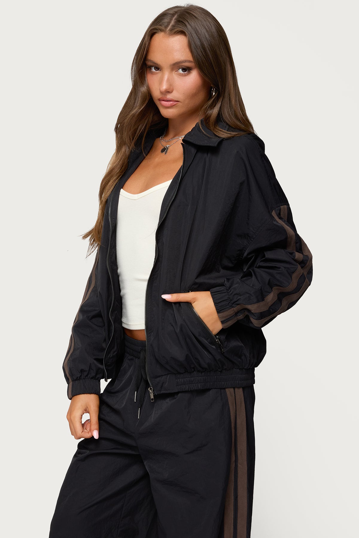 Kieran Stripey Nylon Track Jacket-Milans Time