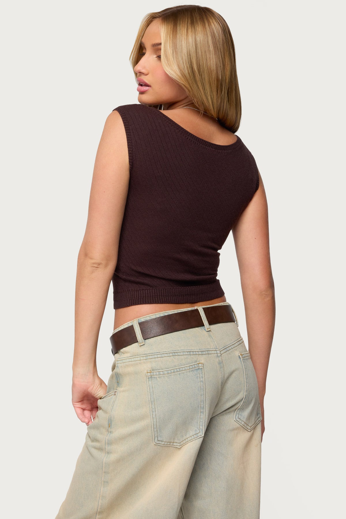 Jarah Pointelle Knit Boat Neck Top-Milans Time