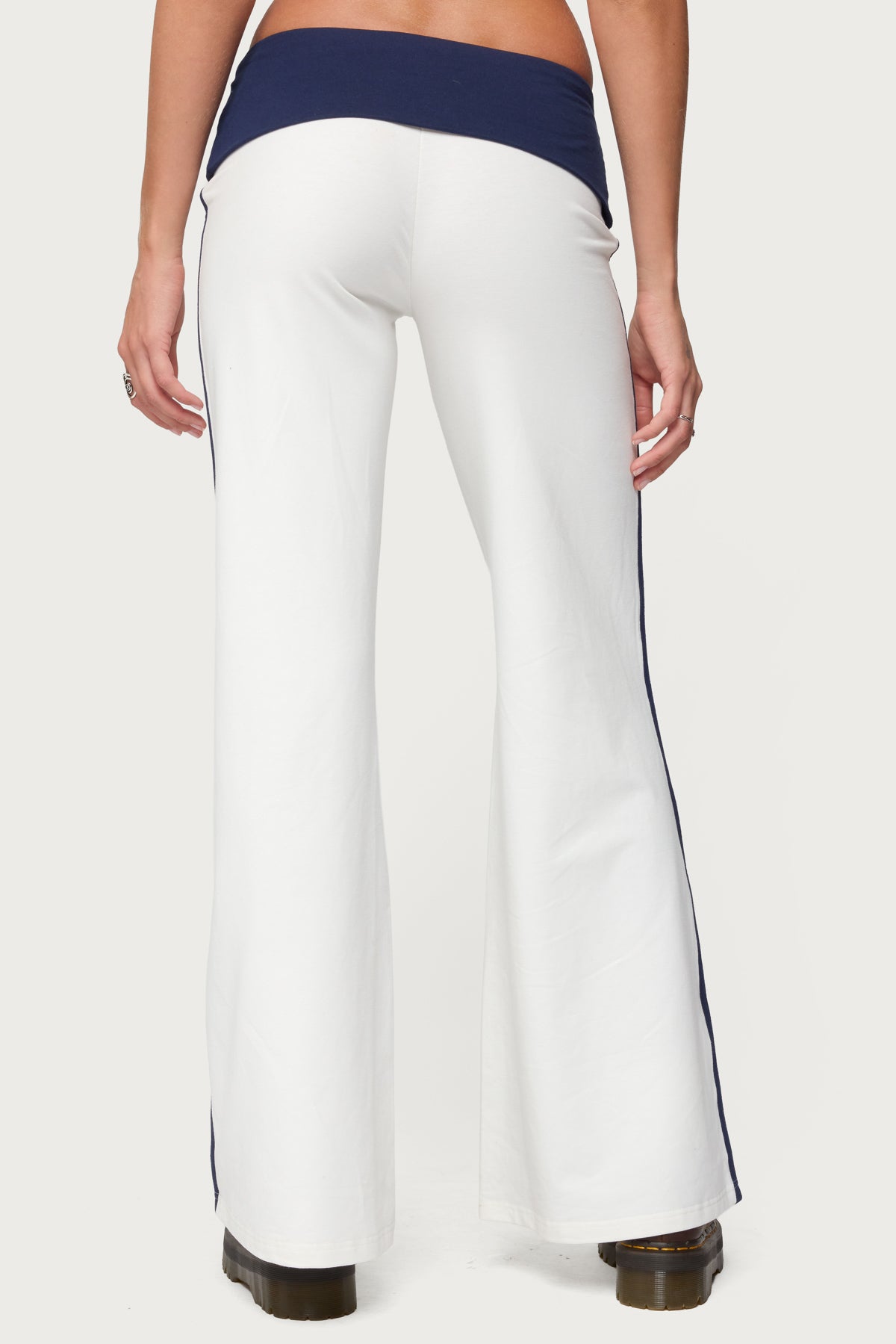 8 Contrast Fold Over Wide Leg Pants-Milans Time