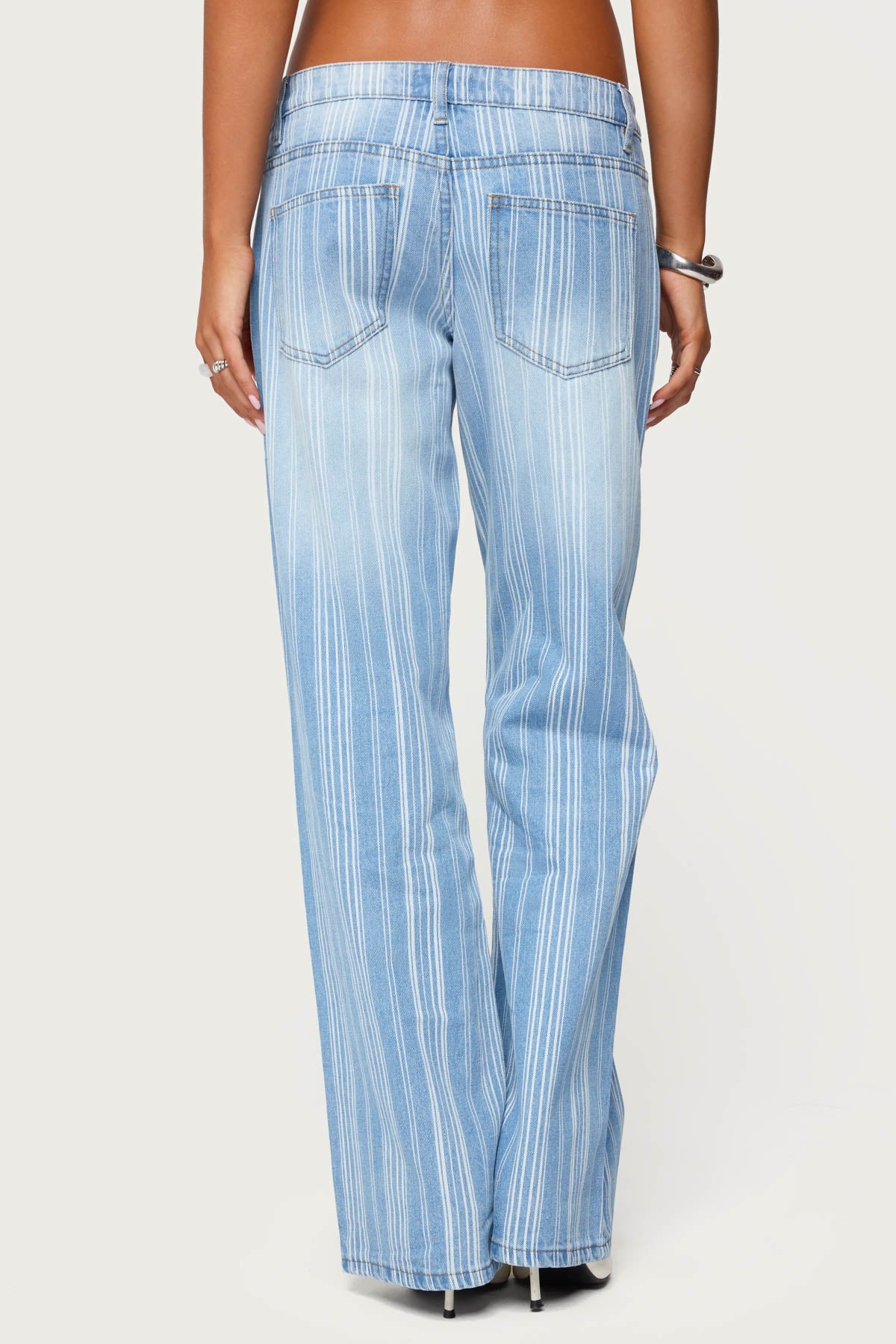 Tera Striped Low Rise Straight Leg Jeans-Milans Time