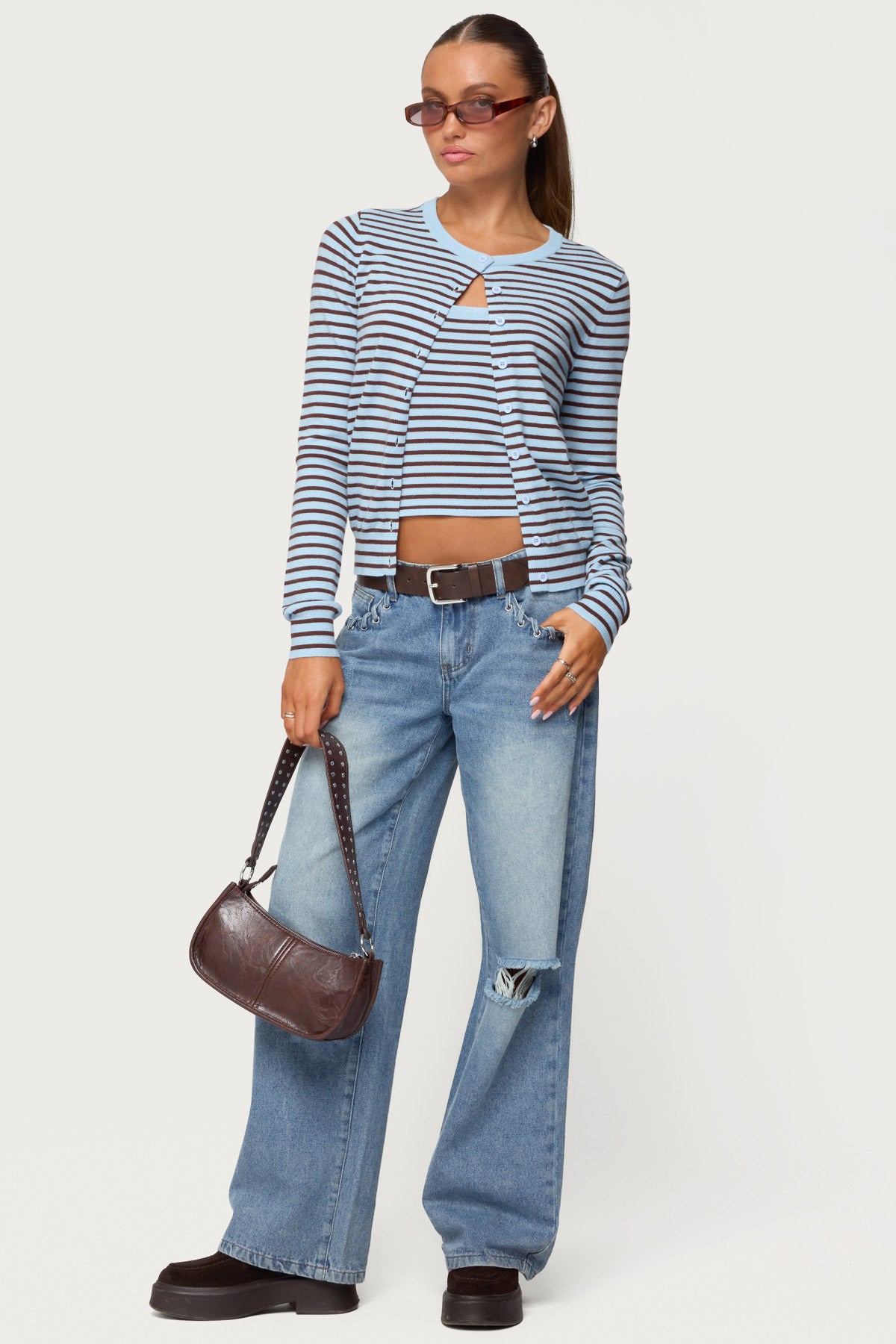 Dutton Distressed Low Rise Baggy Jeans-Milans Time