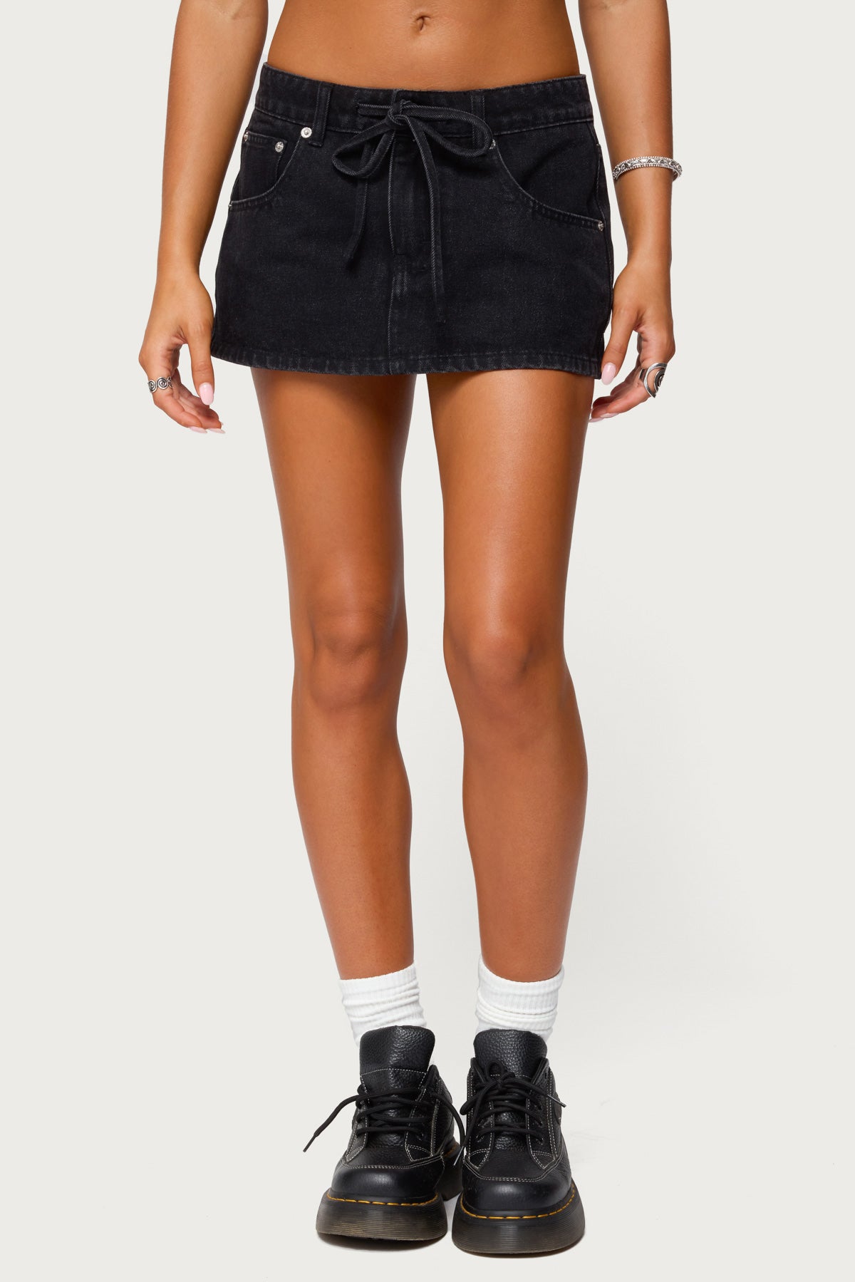 Ziggie Tie Front Denim Mini Skort-Milans Time