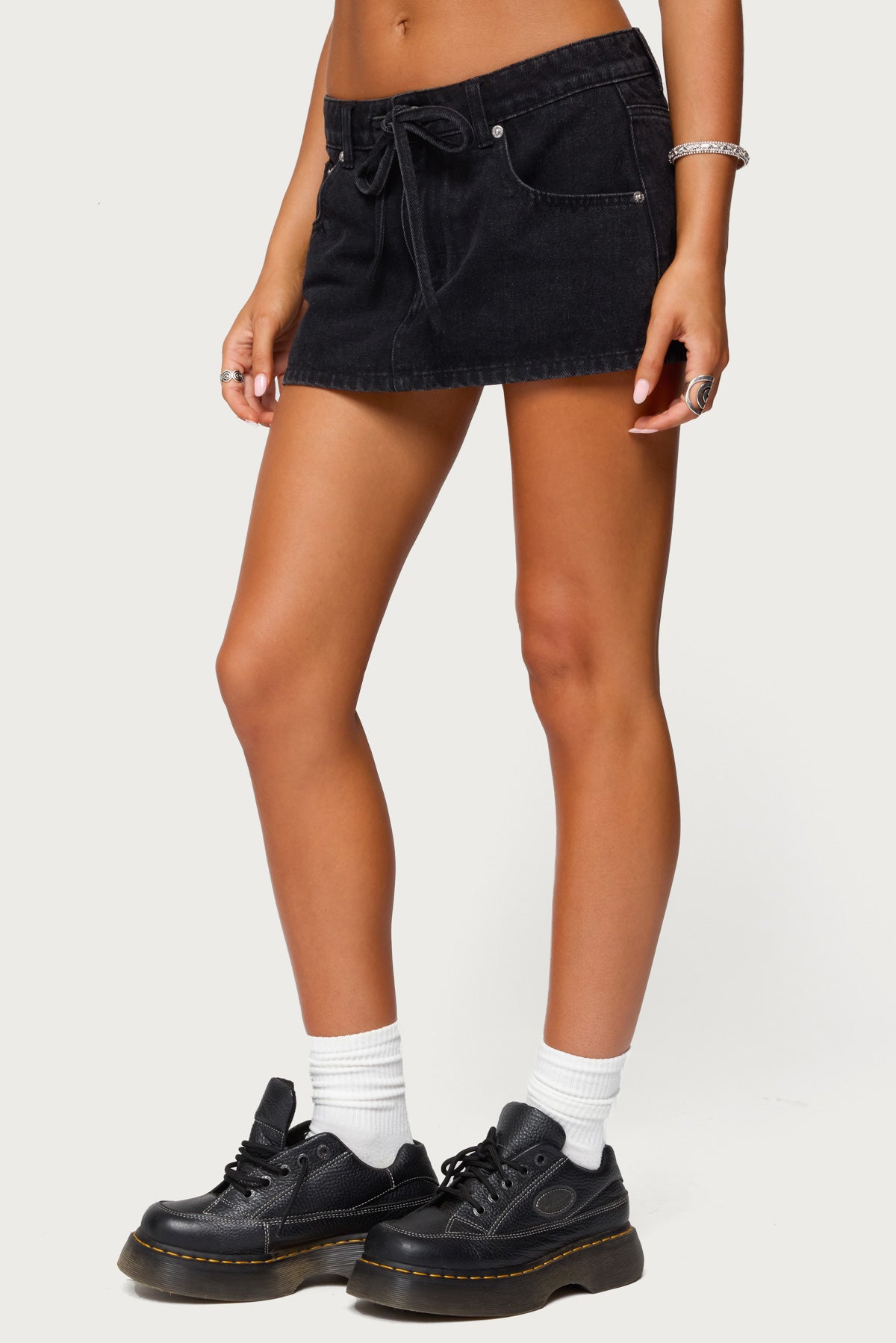 Ziggie Tie Front Denim Mini Skort-Milans Time
