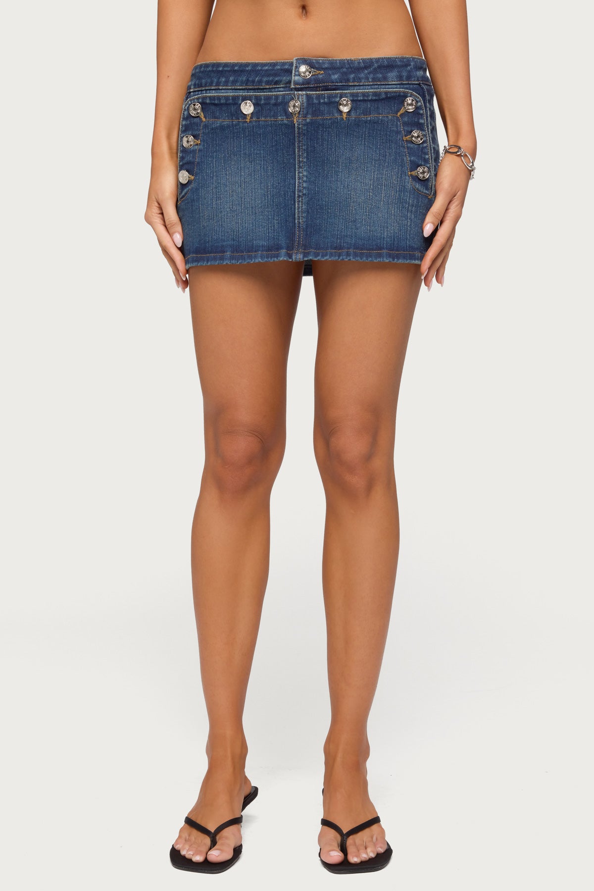 Fridie Buttoned Denim Mini Skort-Milans Time