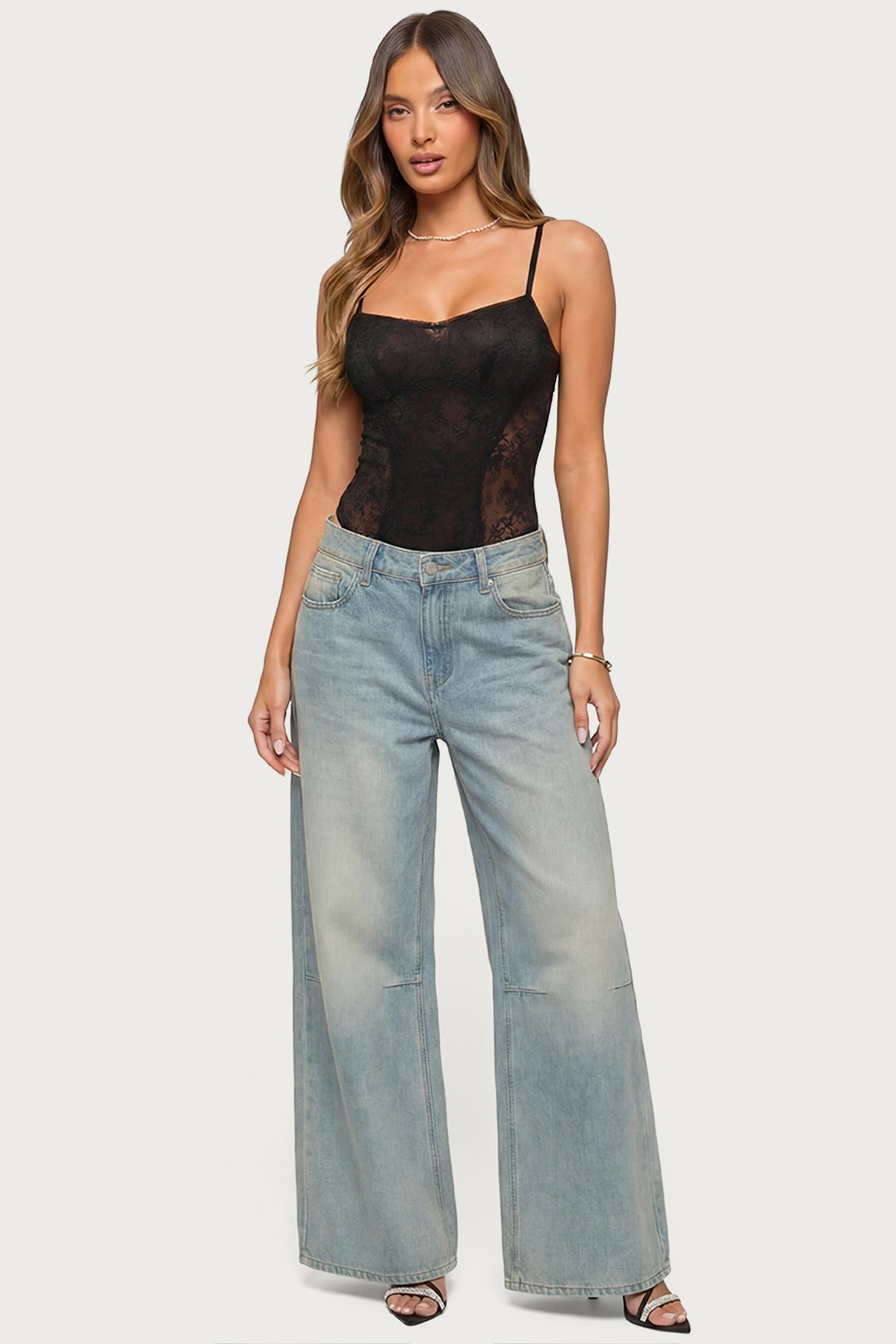 Carinna Sheer Lace Cutout Bodysuit-Milans Time