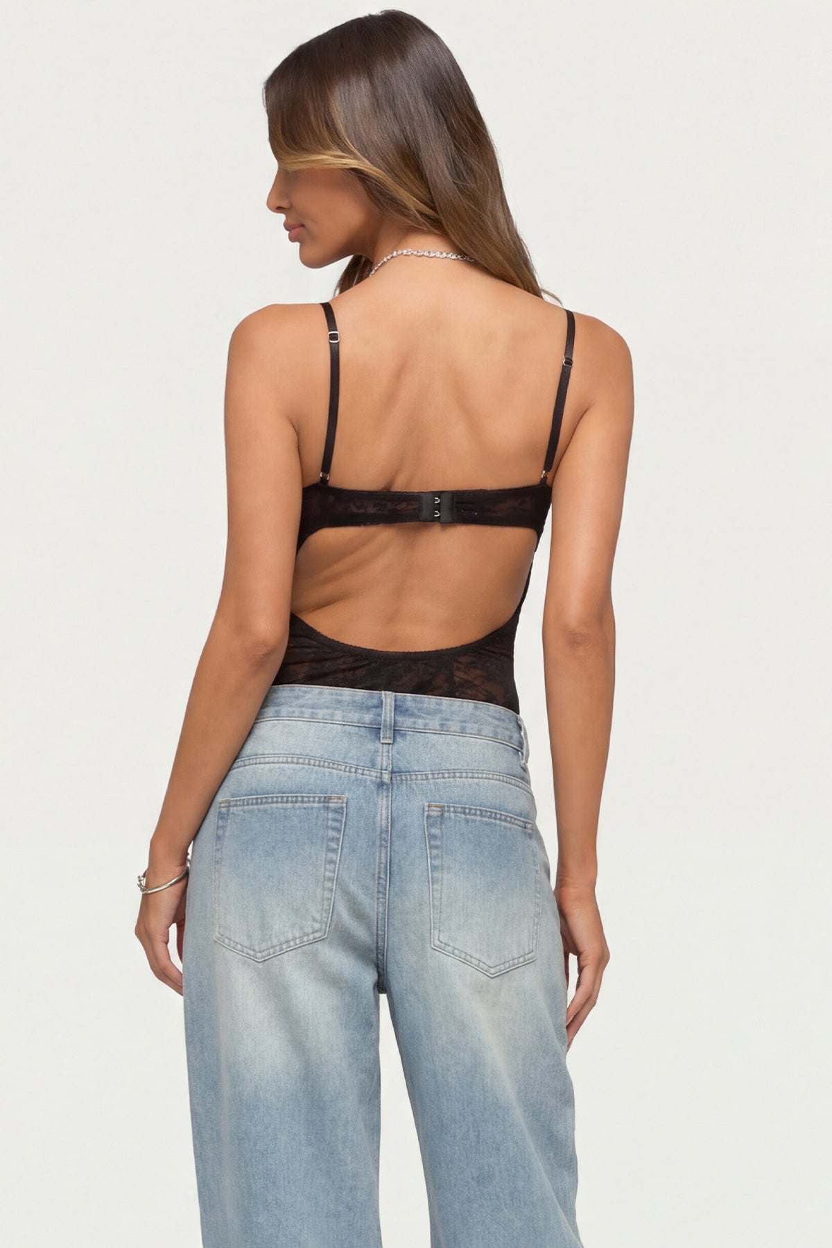 Carinna Sheer Lace Cutout Bodysuit-Milans Time