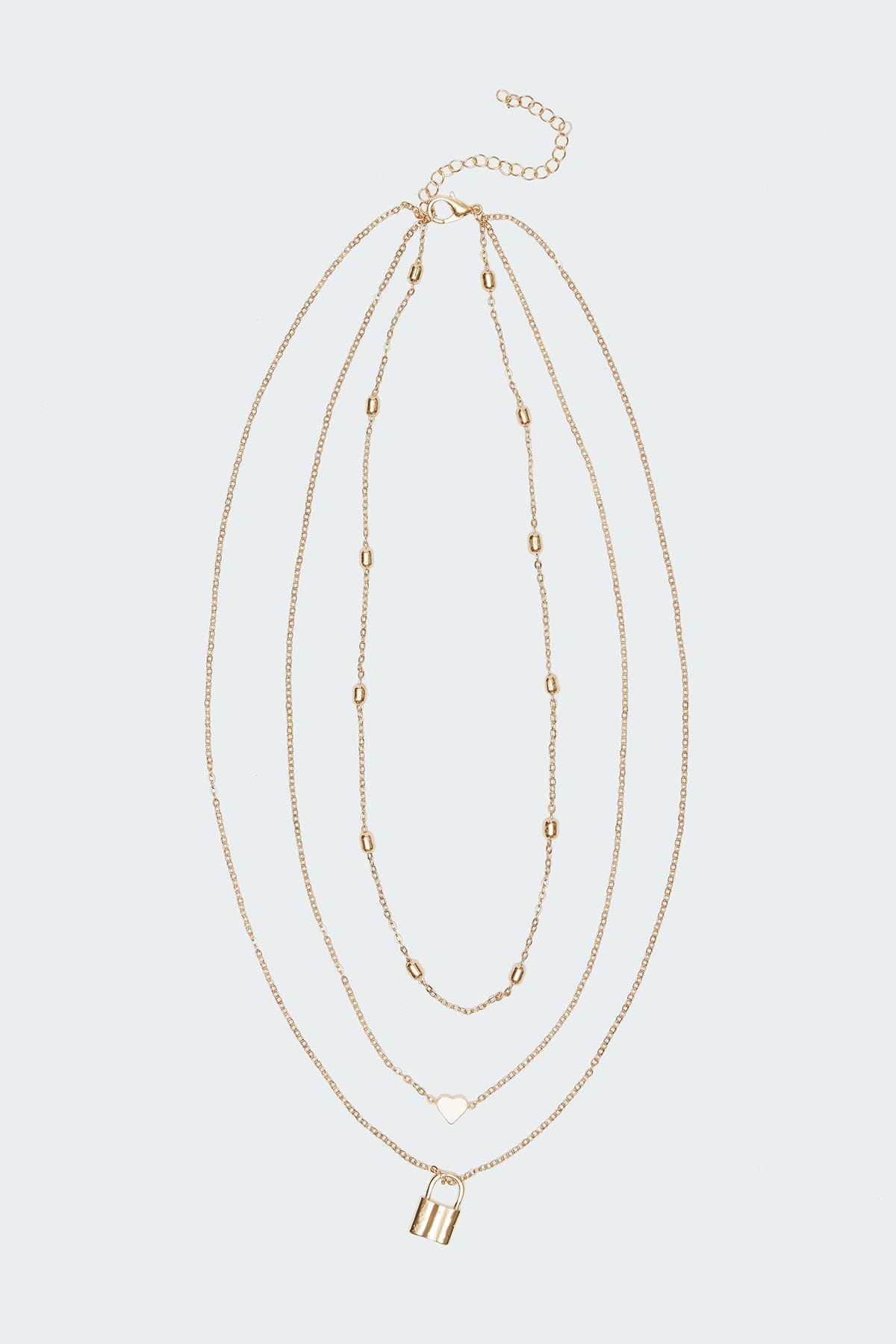 Secrets Layered Lock Necklace-Milans Time