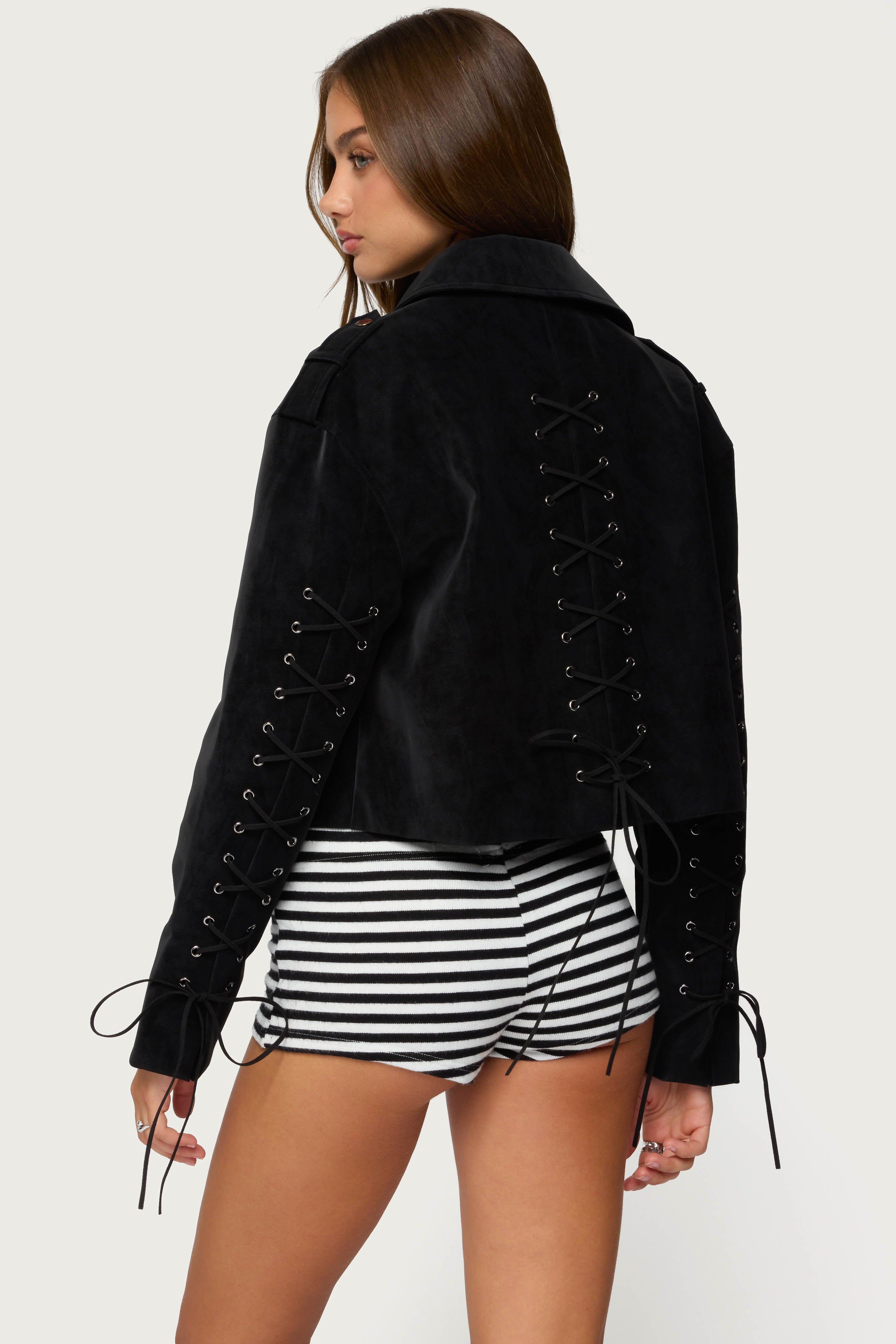 Ryder Faux Suede Biker Jacket-Milans Time