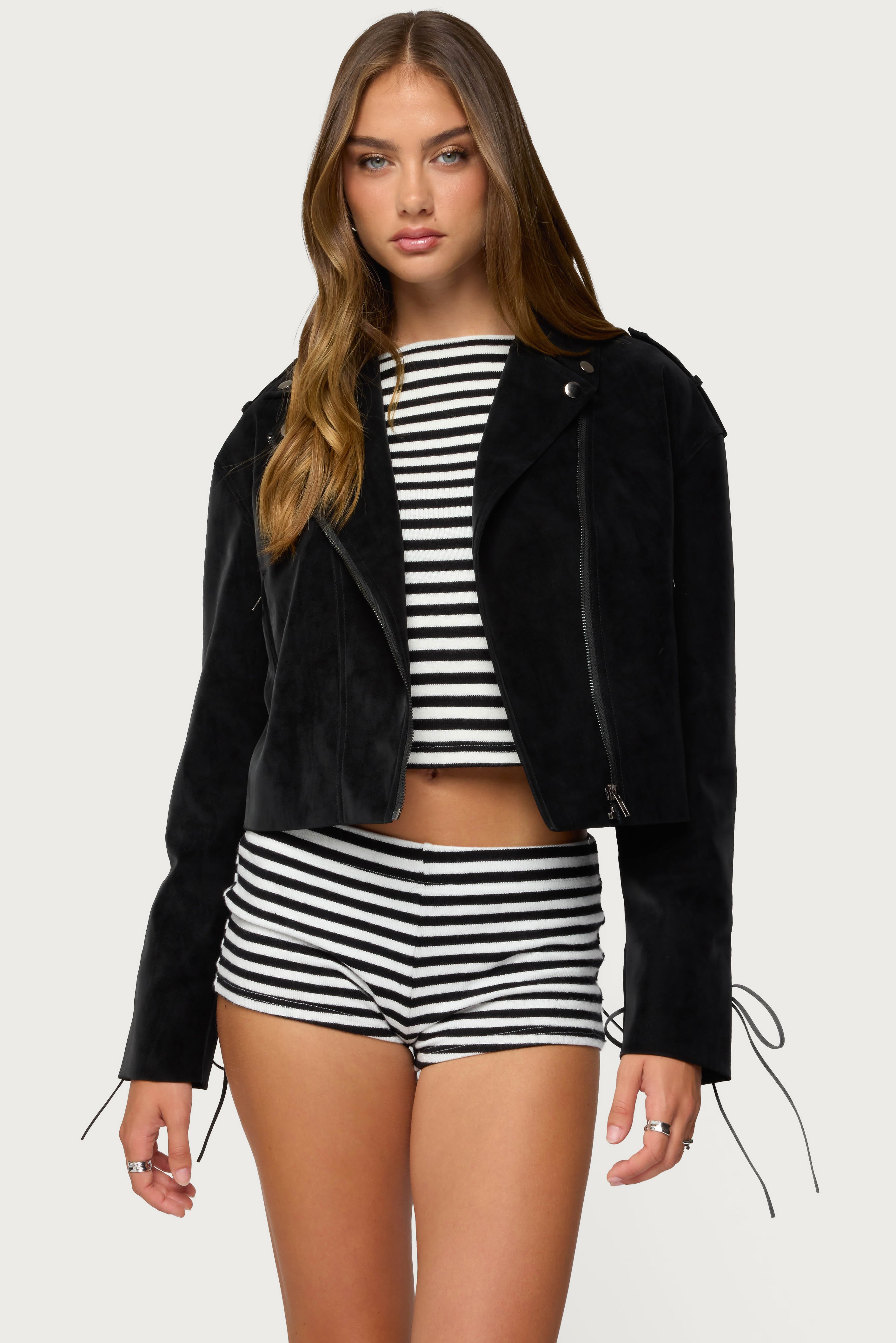 Ryder Faux Suede Biker Jacket-Milans Time