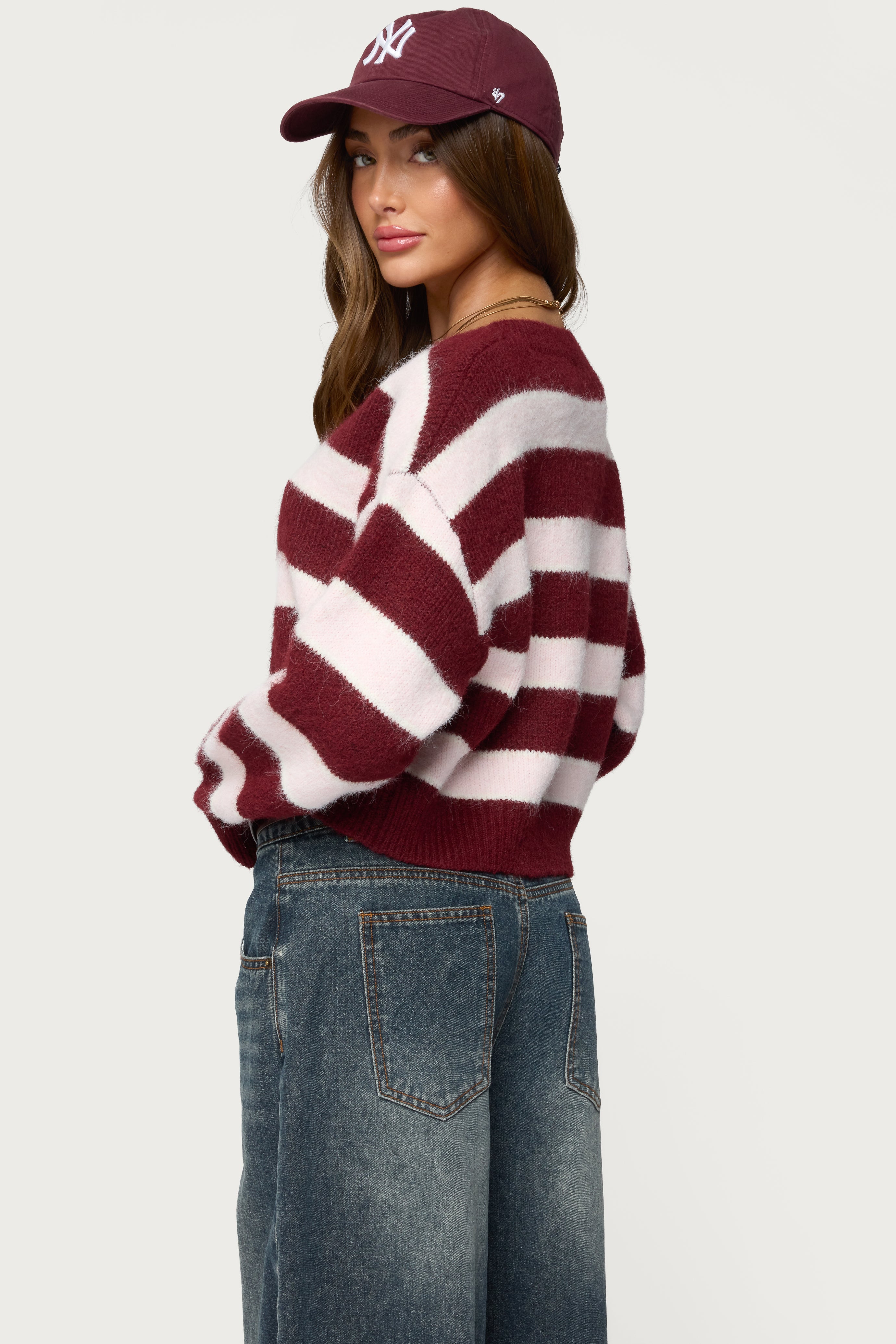 Kaz Striped Knit V Neck Cardigan-Milans Time